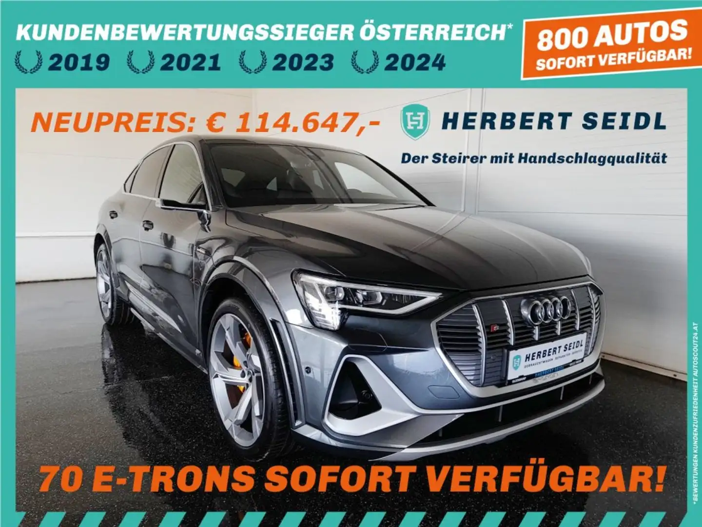 Audi e-tron "S" SB 95 QUATTRO S-LINE *NP € 114.647,- / 22 ZOLL / MATRIX-LED / MEMORY SPORTSITZE / BANG & OLUFSEN* Grau - 1