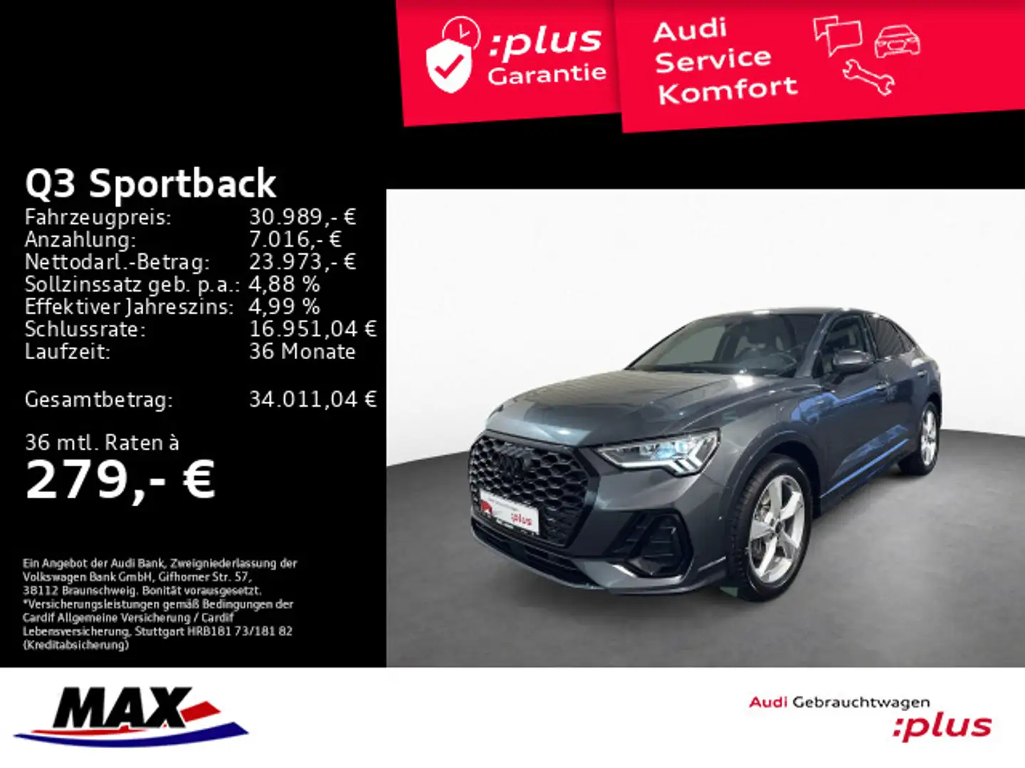 Audi Q3 45 TFSI e S LINE LED+SONOS+AHK+ALU+ Grau - 1