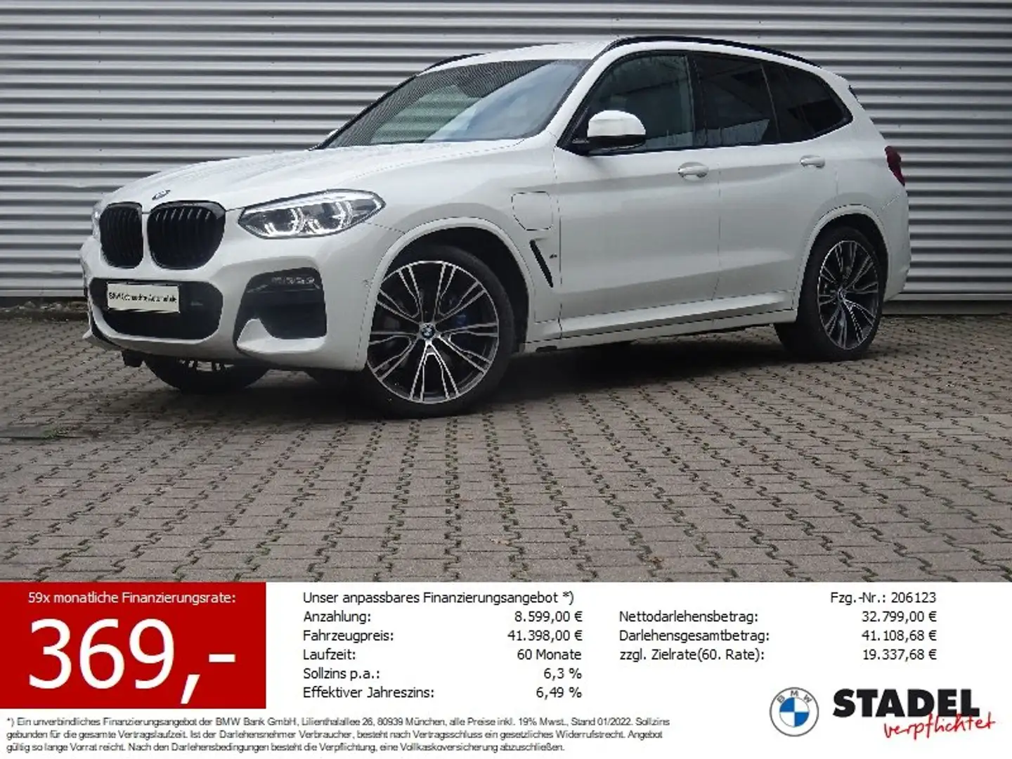 BMW X3 xDrive30e M Sport LivePro HuD HiFi adLED AHK Weiß - 1