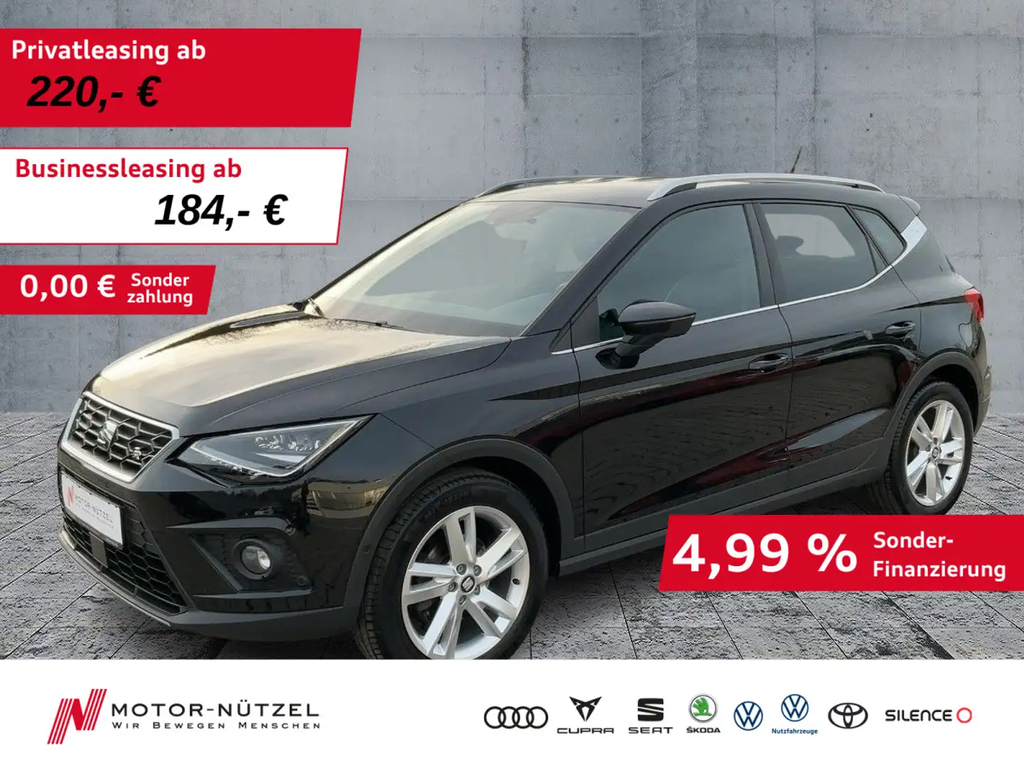 SEAT Arona 1.0 TSI FR LED+ACC+NAVI+APP+SHZ+RFK+GRA+VC Schwarz - 1