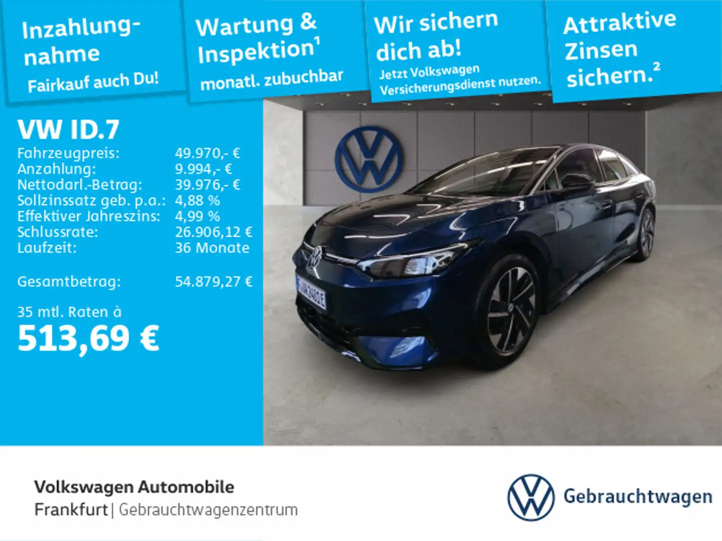 Volkswagen ID.7 Pro Navi ACC LED Rückfahrkamera Blau - 1