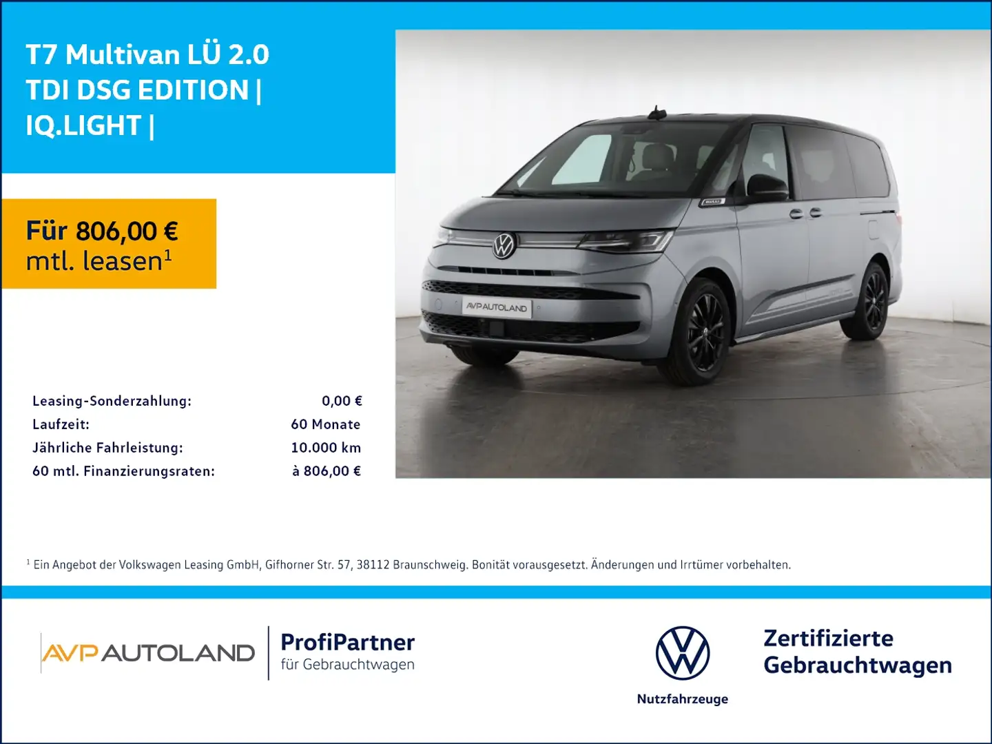 Volkswagen T7 Multivan LÜ 2.0 TDI DSG EDITION | IQ.LIGHT | Schwarz - 1