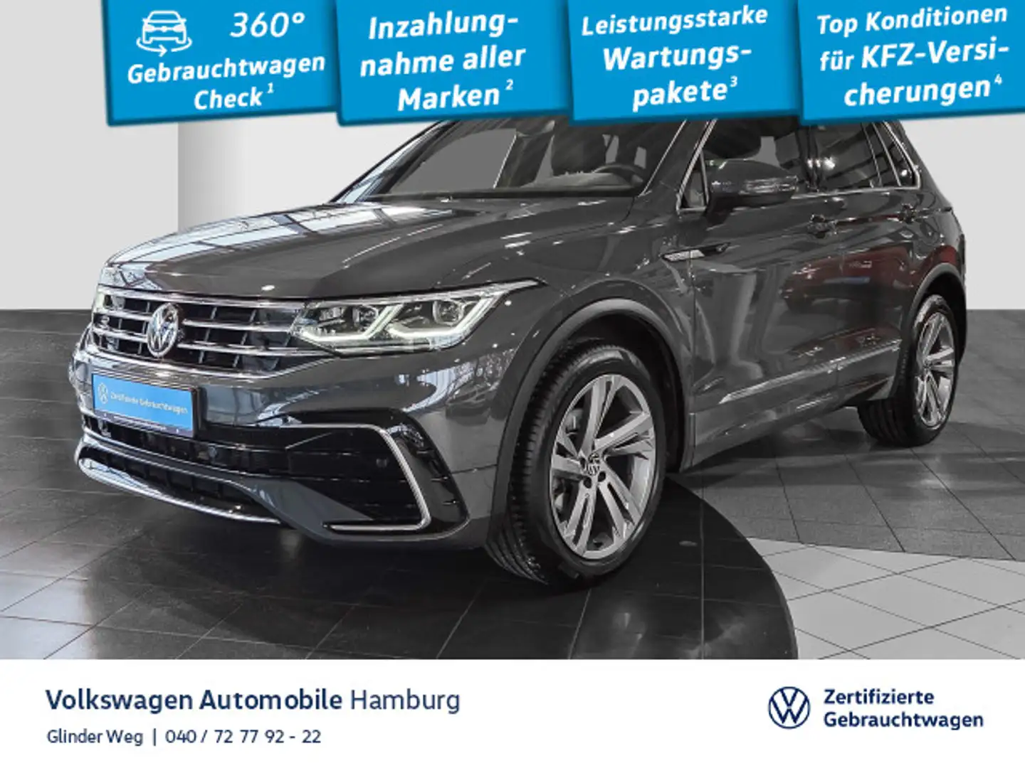 Volkswagen Tiguan 1.5 TSI DSG R-Line AHK Navi Sitzhzg Grau - 1