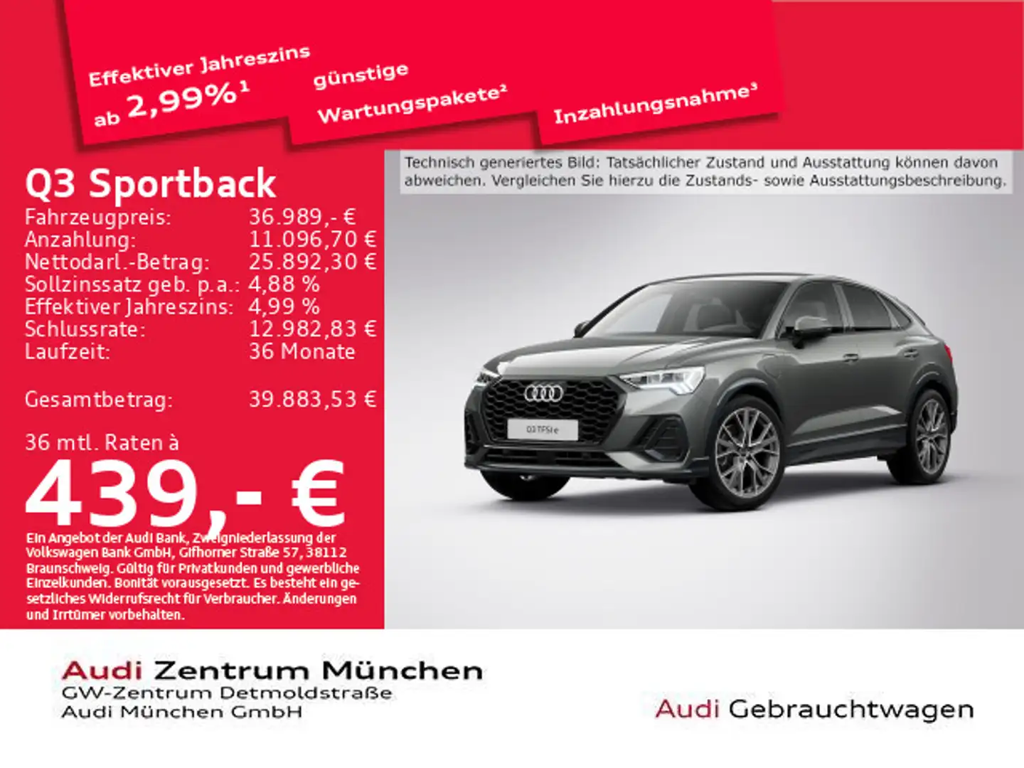 Audi Q3 45 TFSI e S line ACC/Virtual/Navi Grau - 1
