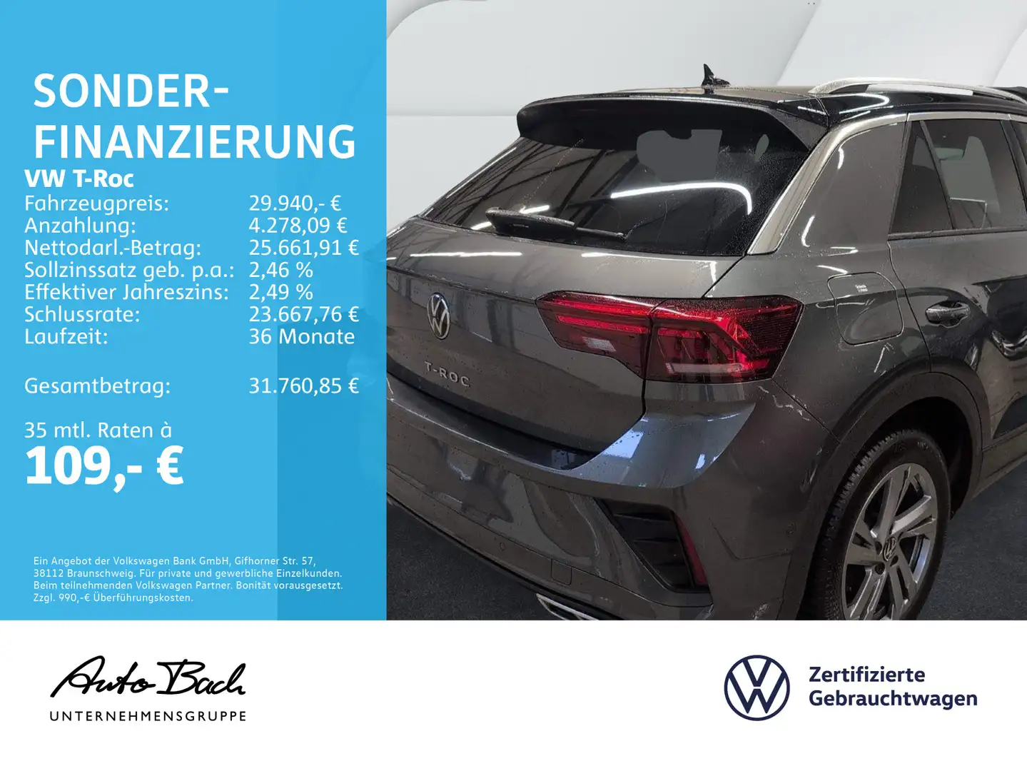 Volkswagen T-Roc T-ROC 1.5 TSI DSG R-Line, AHK, Navi, LED, Rückfa Grau - 2