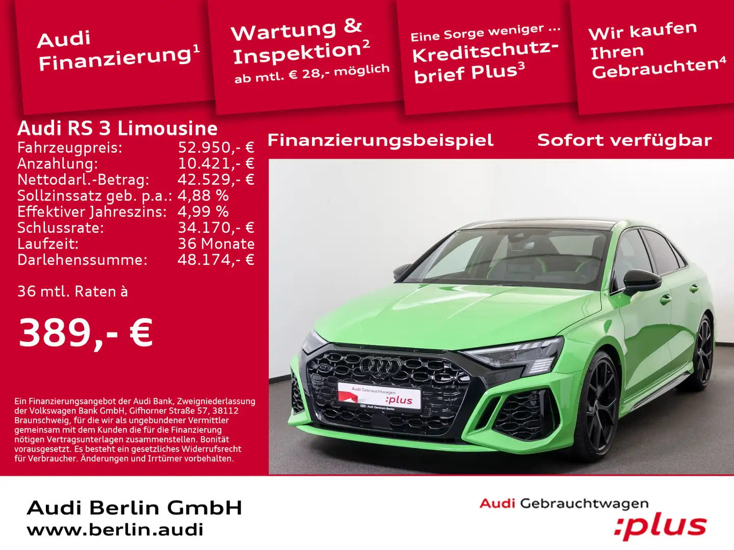 Audi RS3 2.5 TFSI qu. S tr. RFK PDC MATRIX Green - 1