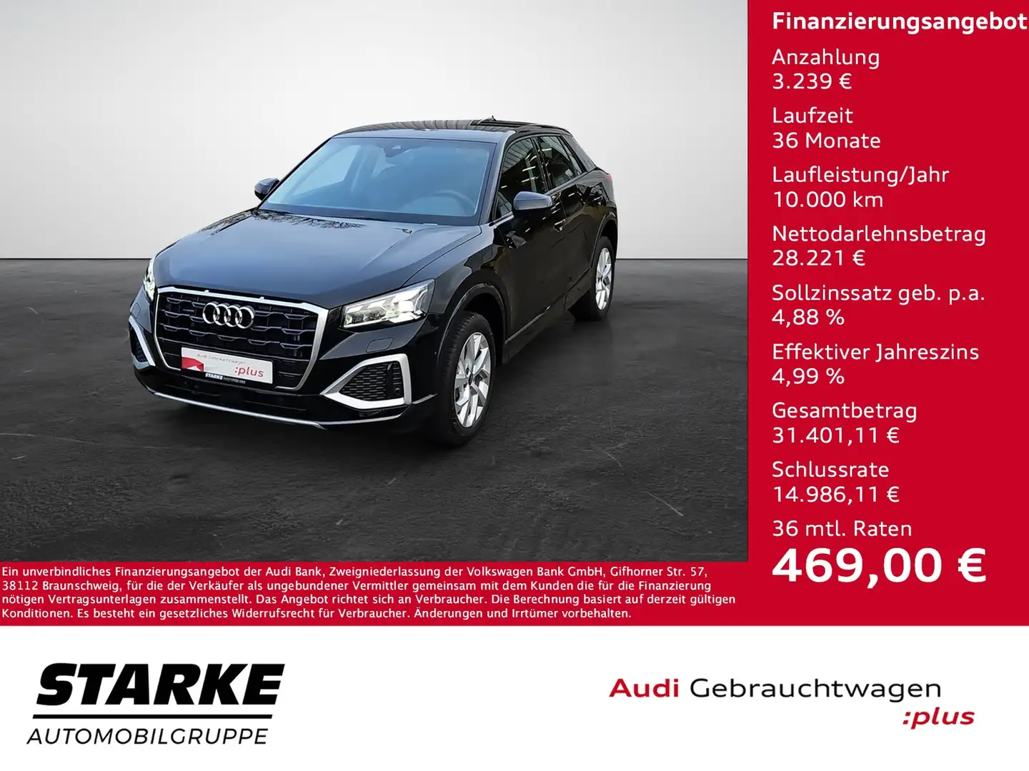 Audi Q2 40 TFSI S tronic quattro advanced ASI Matrix AP... Schwarz - 1