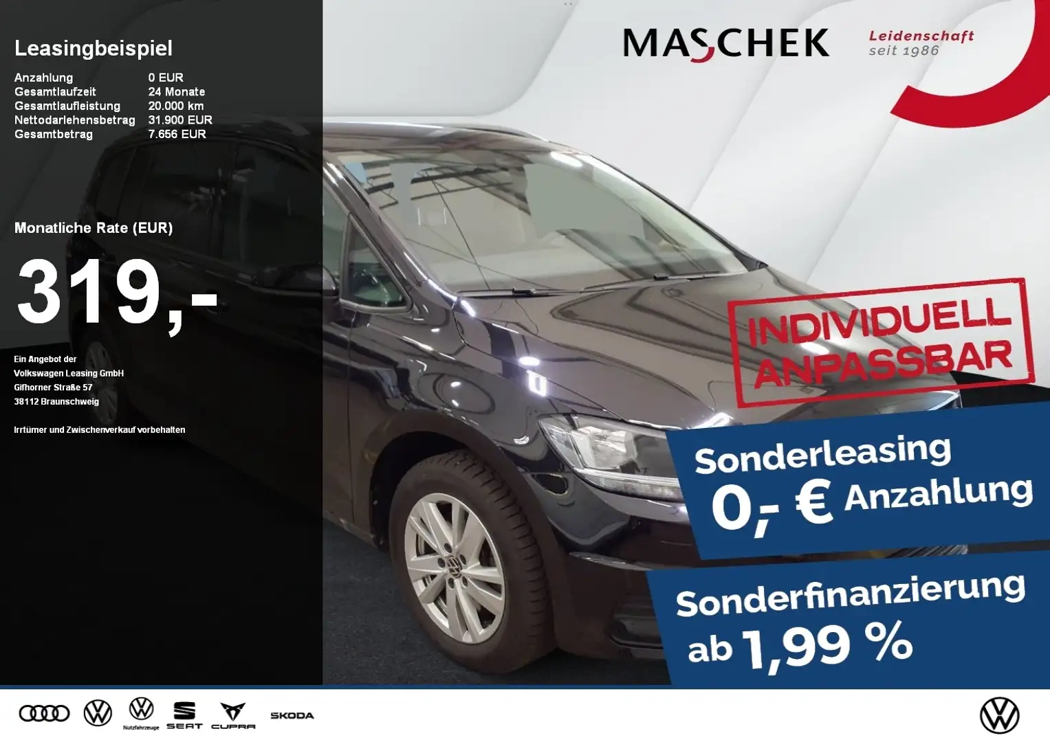 Volkswagen Touran Comfortline 1.5 TSI Navi AHK PDC Sitzh. Noir - 1