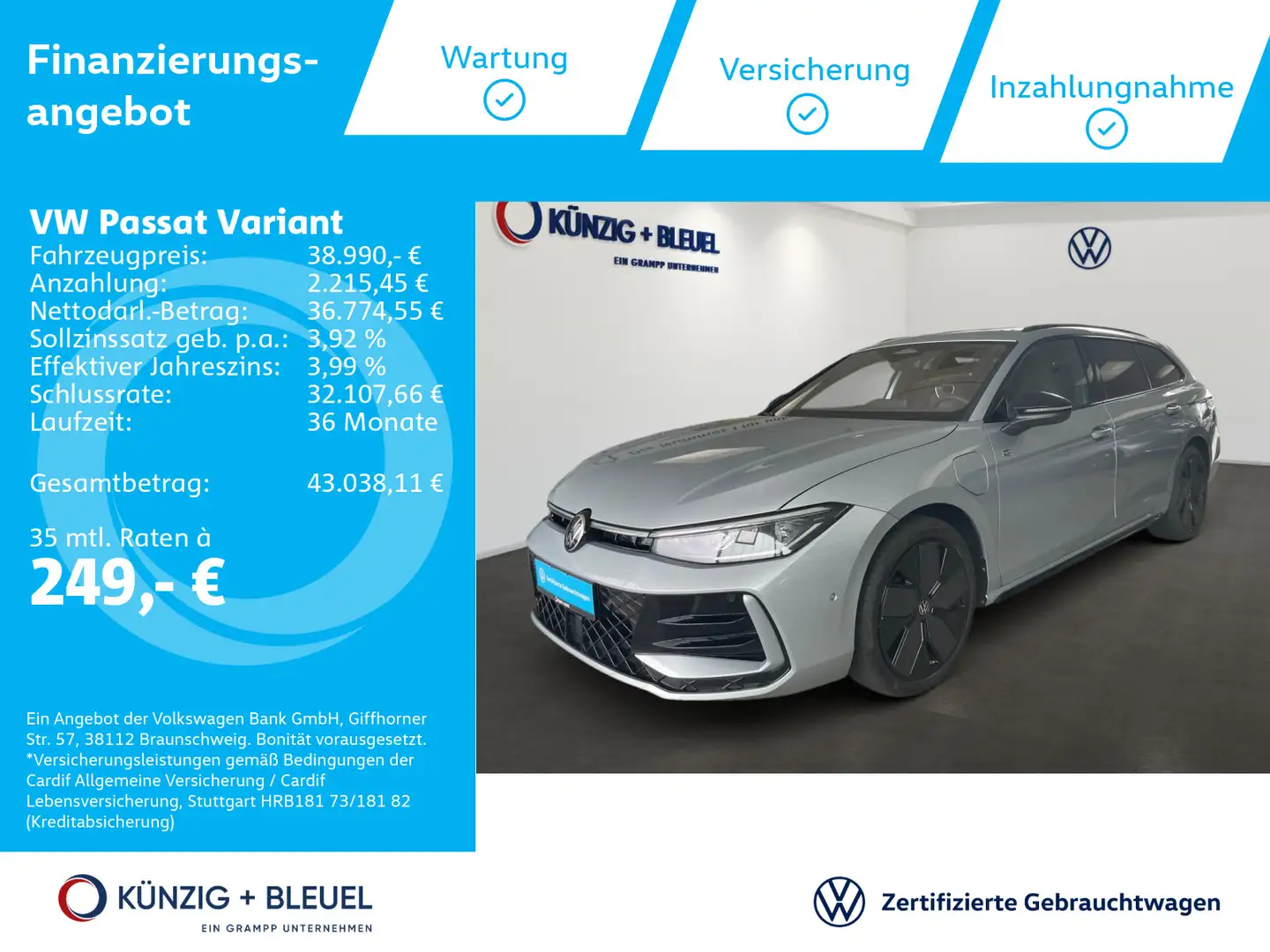 Volkswagen Passat Variant Passat Variant 1.5 eHybrid R-Line Navi*AHK*360° Silber - 1