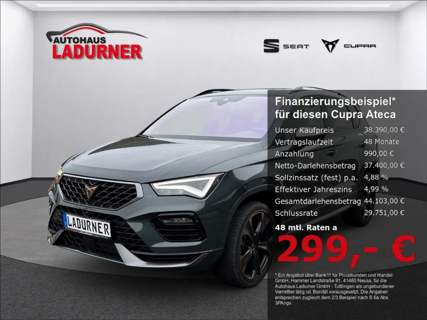 CUPRA Ateca 1.5 TSI DSG *PANO+AHK+NAVI+BEATS+KESSY+ACC* Vert - 1