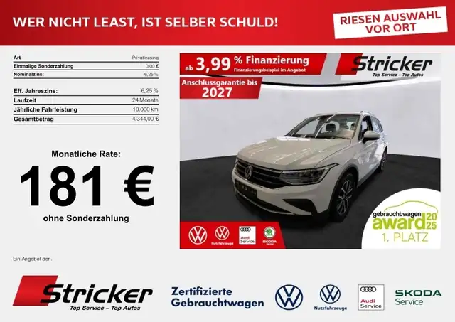 Volkswagen Tiguan Life 2.0TDI DSG 181, ohne Anzahlung Navi AHK Kame