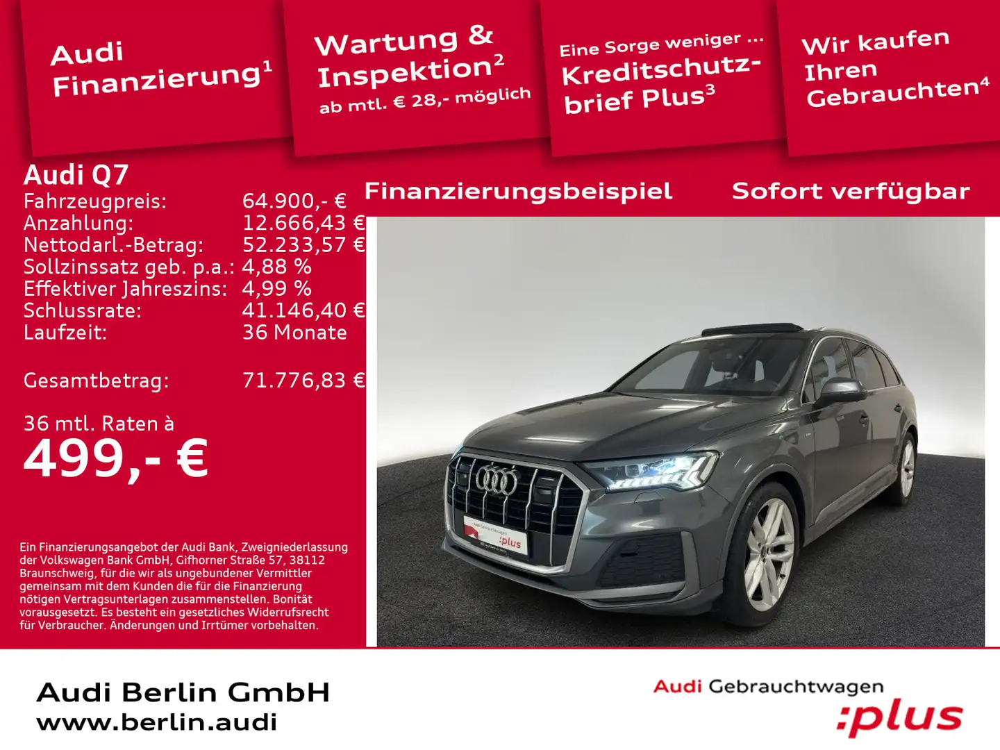 Audi Q7 S line 50 TDI qu.tiptr. AHK STDHZG MATRIX HUD Gri - 1