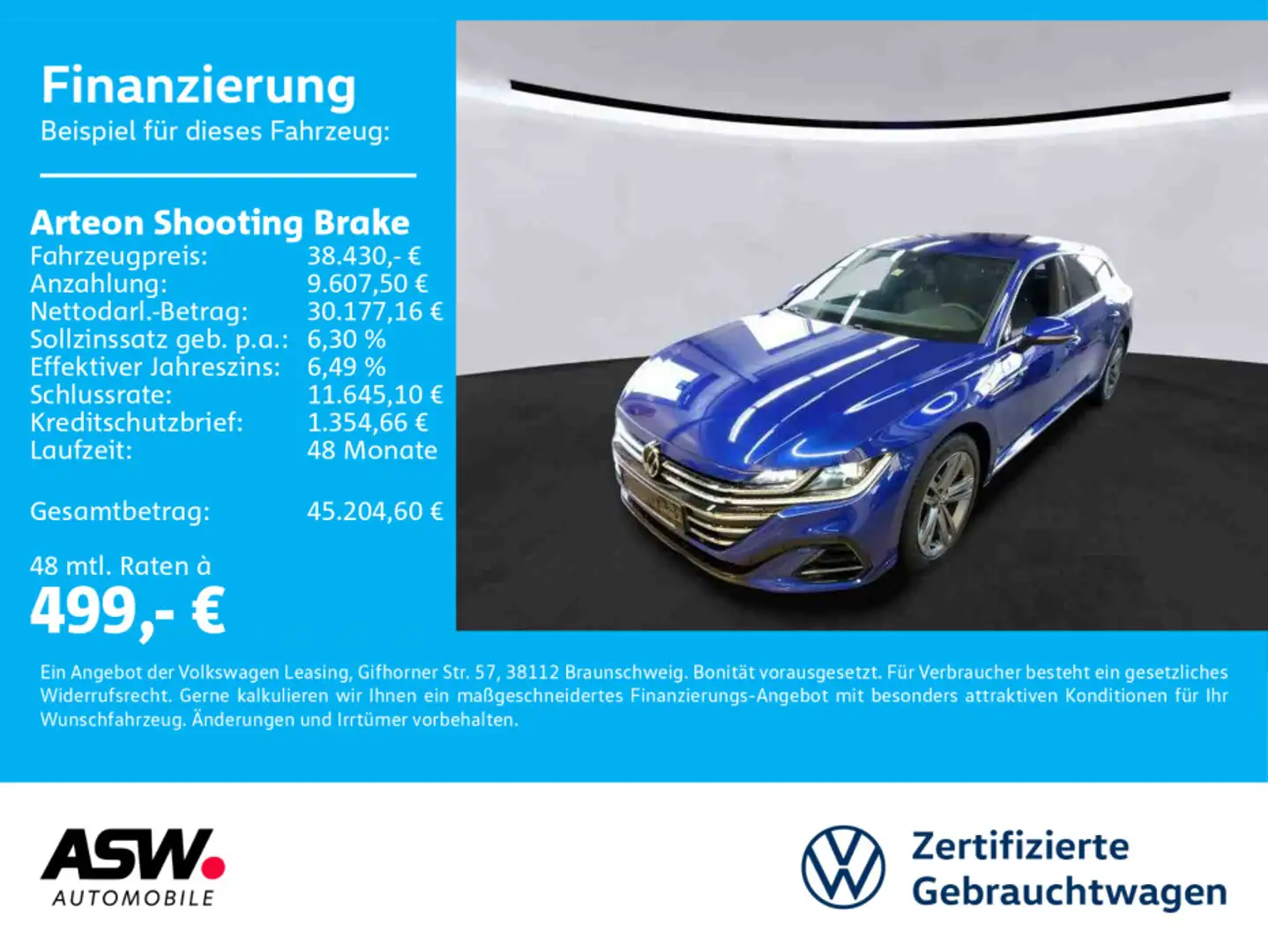 Volkswagen Arteon R-Line 4M 2.0 TDI DSG AHK Blau - 1