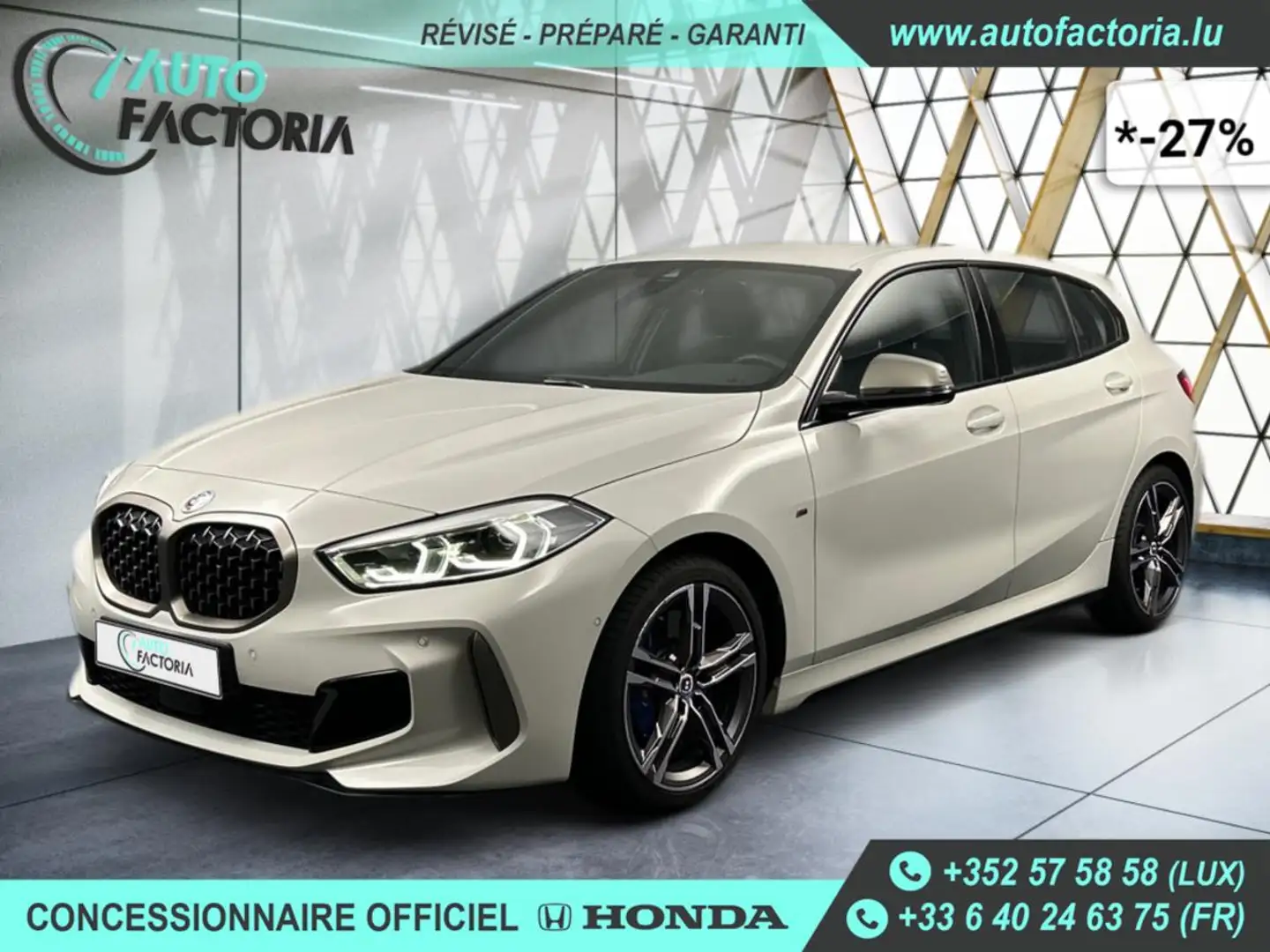 BMW 135 -27% M 135I 306cv BVA8 4x4 +GPS+CAM+FULL LED+Opts Beige - 1