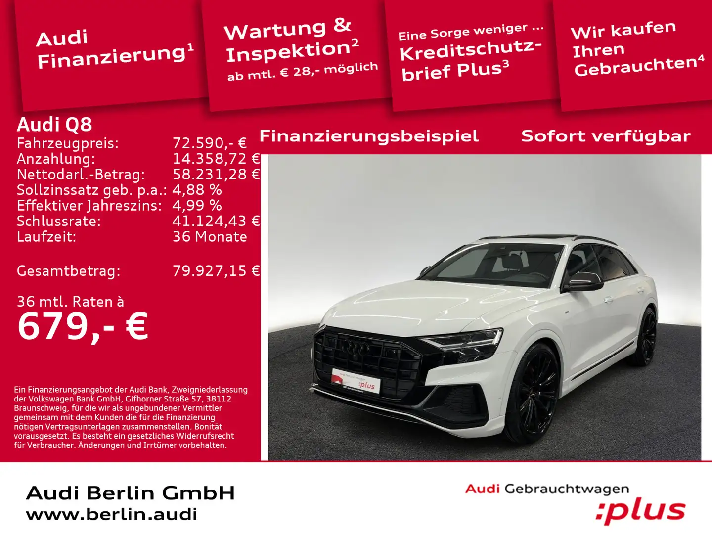 Audi Q8 50 TDI qu.competition plus tiptr. STDHZG PANO Weiß - 1