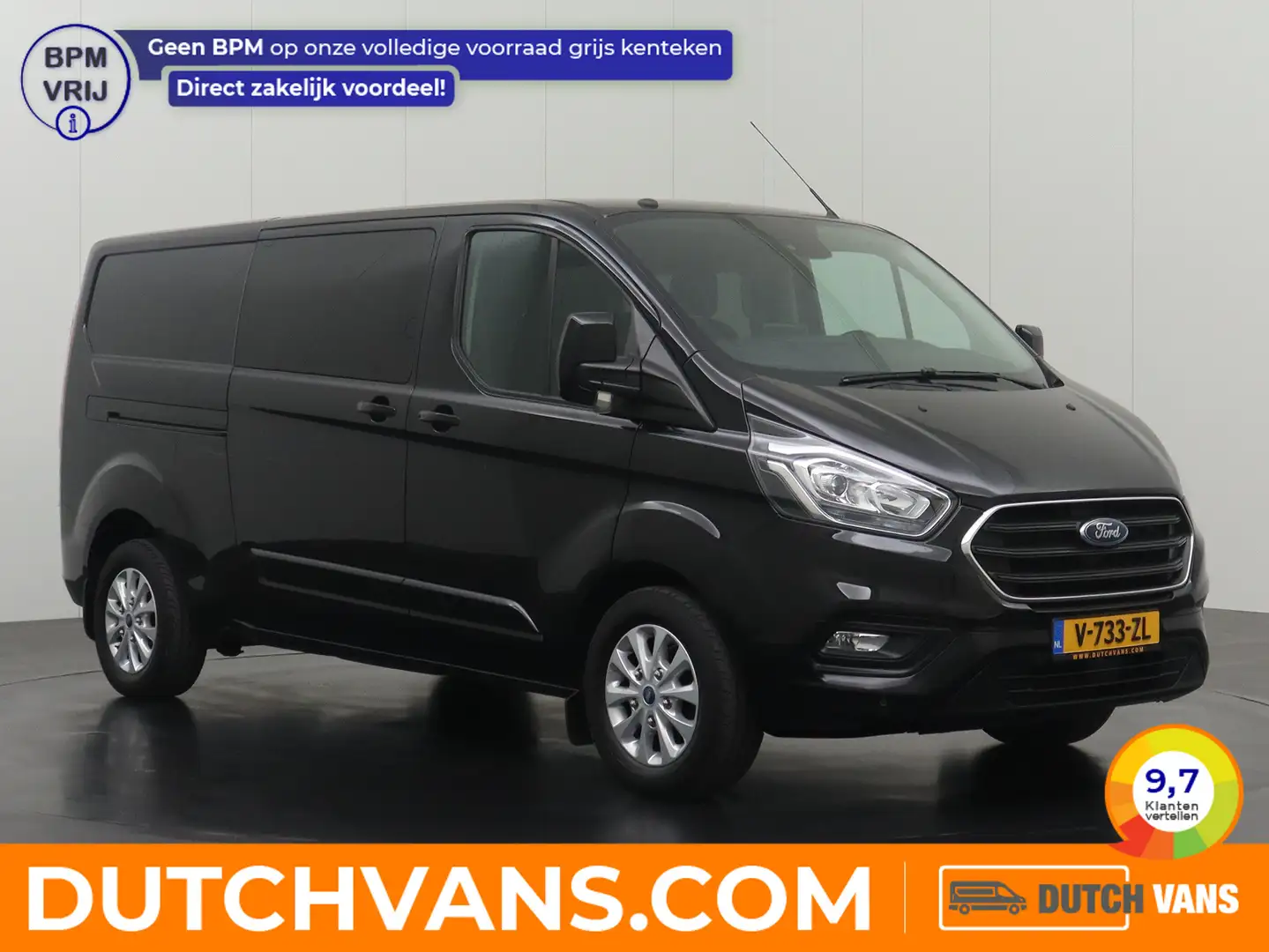 Ford Transit Custom 2.0TDCI 170PK Lang Limited Dubbele Cabine | Naviga Zwart - 1