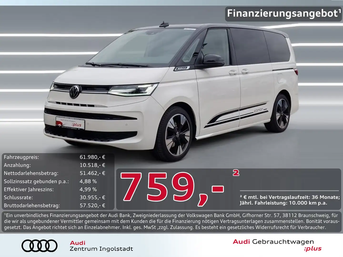 Volkswagen T7 Multivan lang 2.0 TSI Edition IQ.Light Pano Weiß - 1