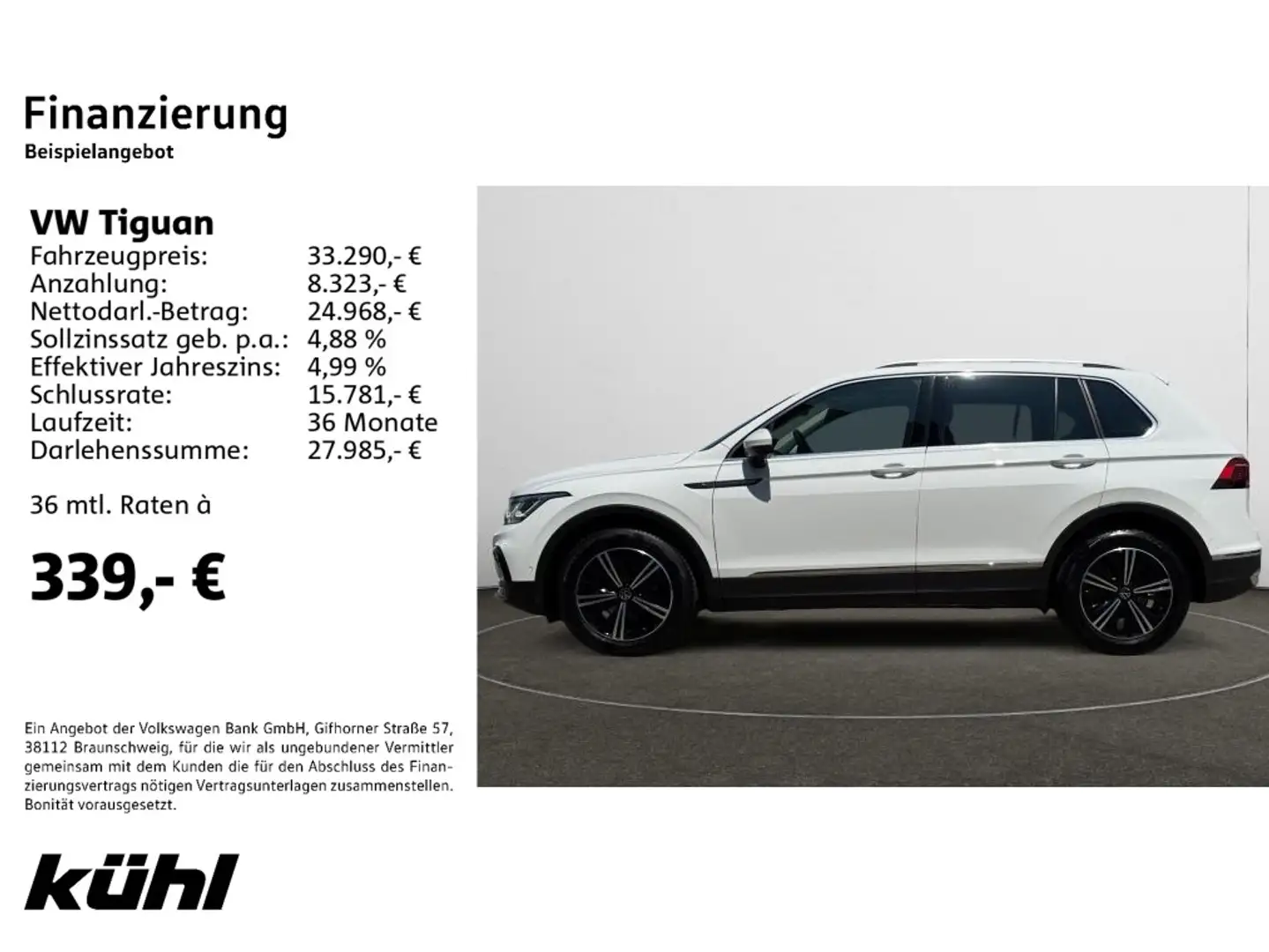 Volkswagen Tiguan 2.0 TDI DSG Elegance Navi,AHK,Pano,LM18,S Weiß - 2