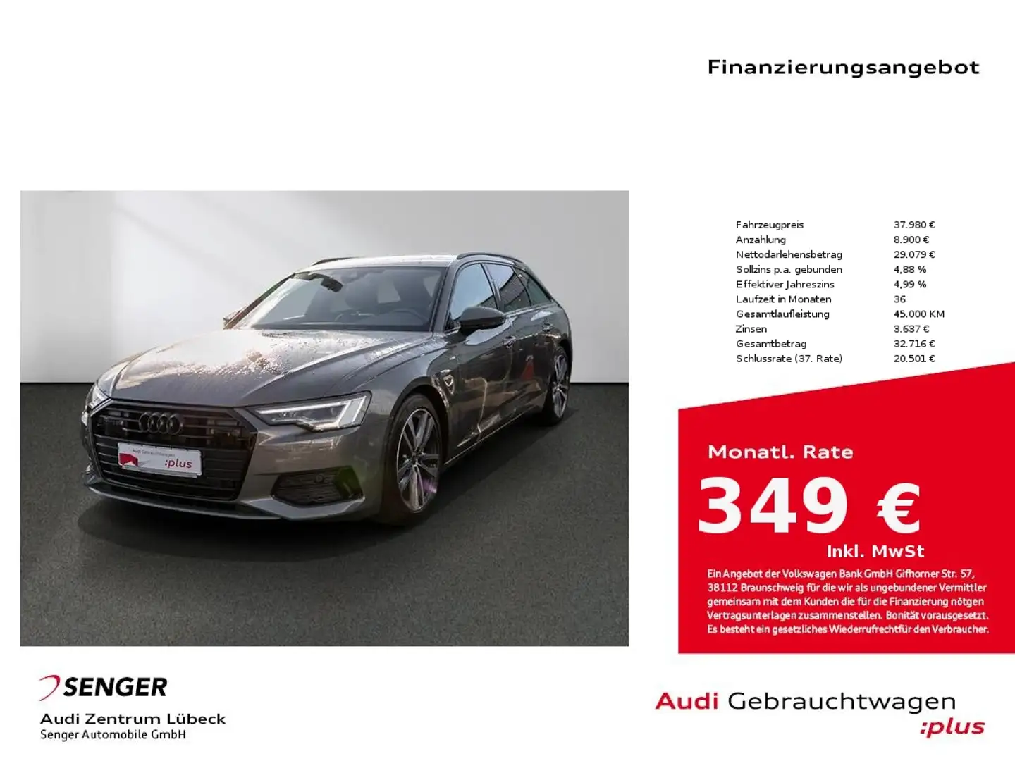 Audi A6 Avant 40 TDI sport S-tronic Nav Matrix Gris - 1