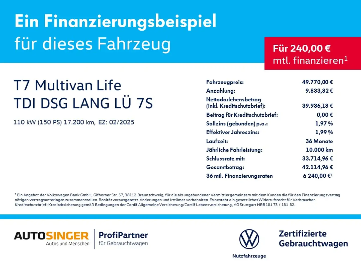 Volkswagen T7 Multivan Life TDI DSG LANG LÜ 7S *AHK*LED*ACC Silber - 2