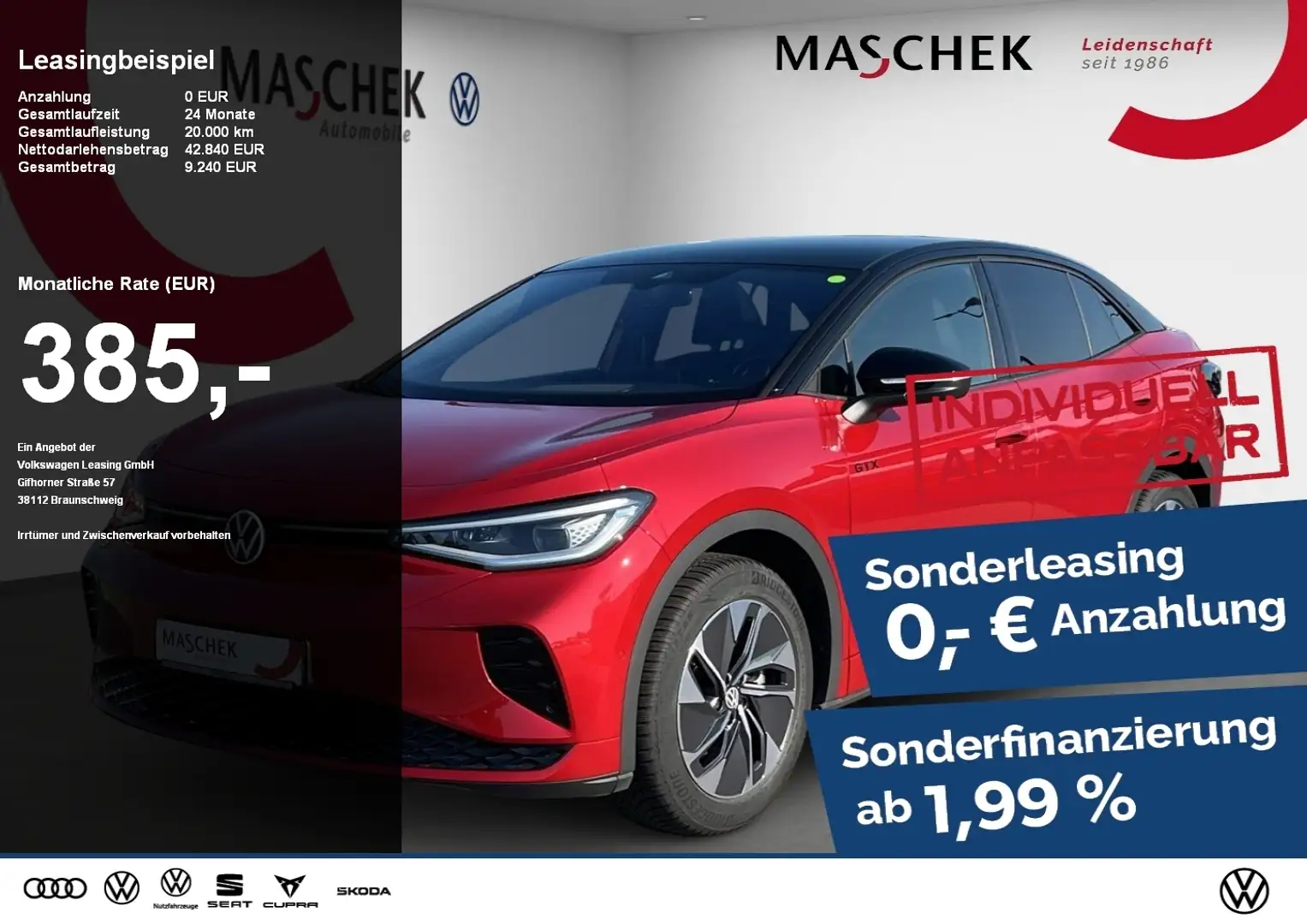 Volkswagen ID.5 GTX Sonderleasing! AHK Pano Wärmepumpe ACC Rouge - 1