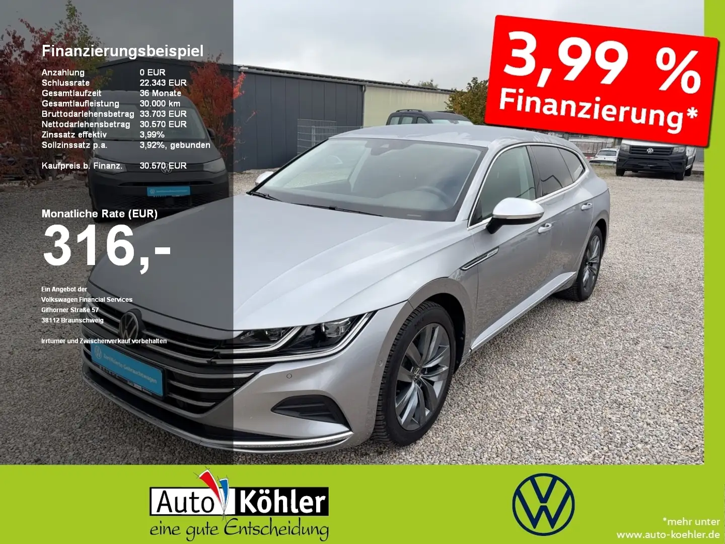 Volkswagen Arteon SB Elegance TSi DSG CarPlay+ACC+AHK+LED Zilver - 1