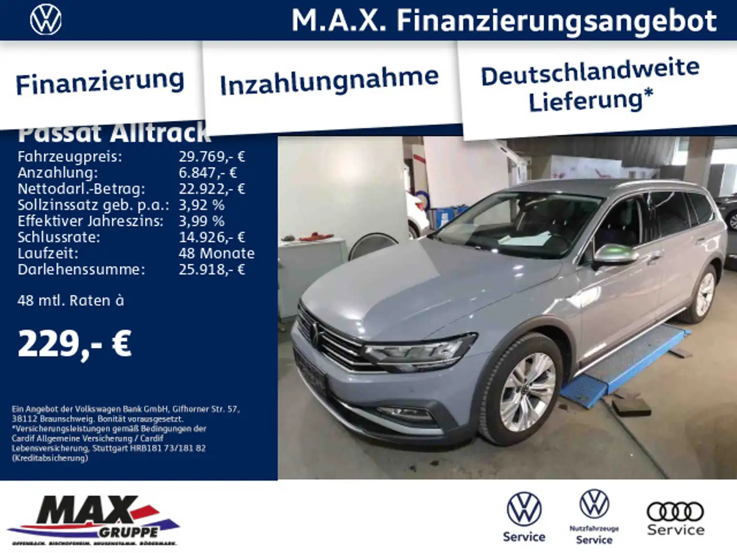 Volkswagen Passat Alltrack 2.0 TDI 4M LED+KAM+PANO+ Grau - 1