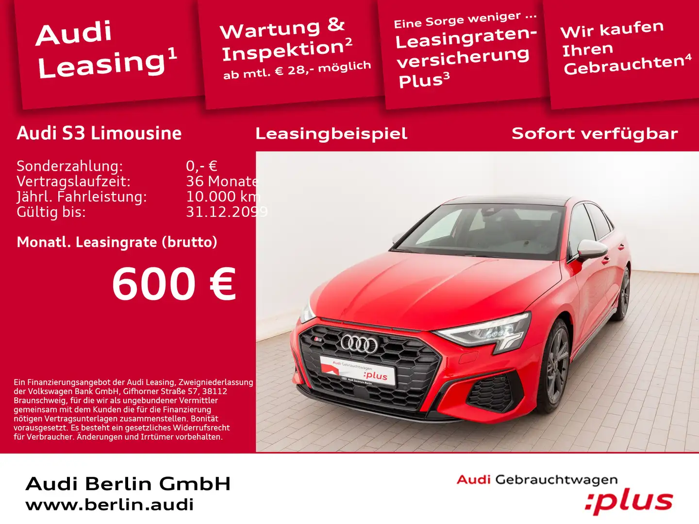 Audi S3 2.0 TFSI qu.S tr. VIRTUAL PANO PDC Rojo - 1