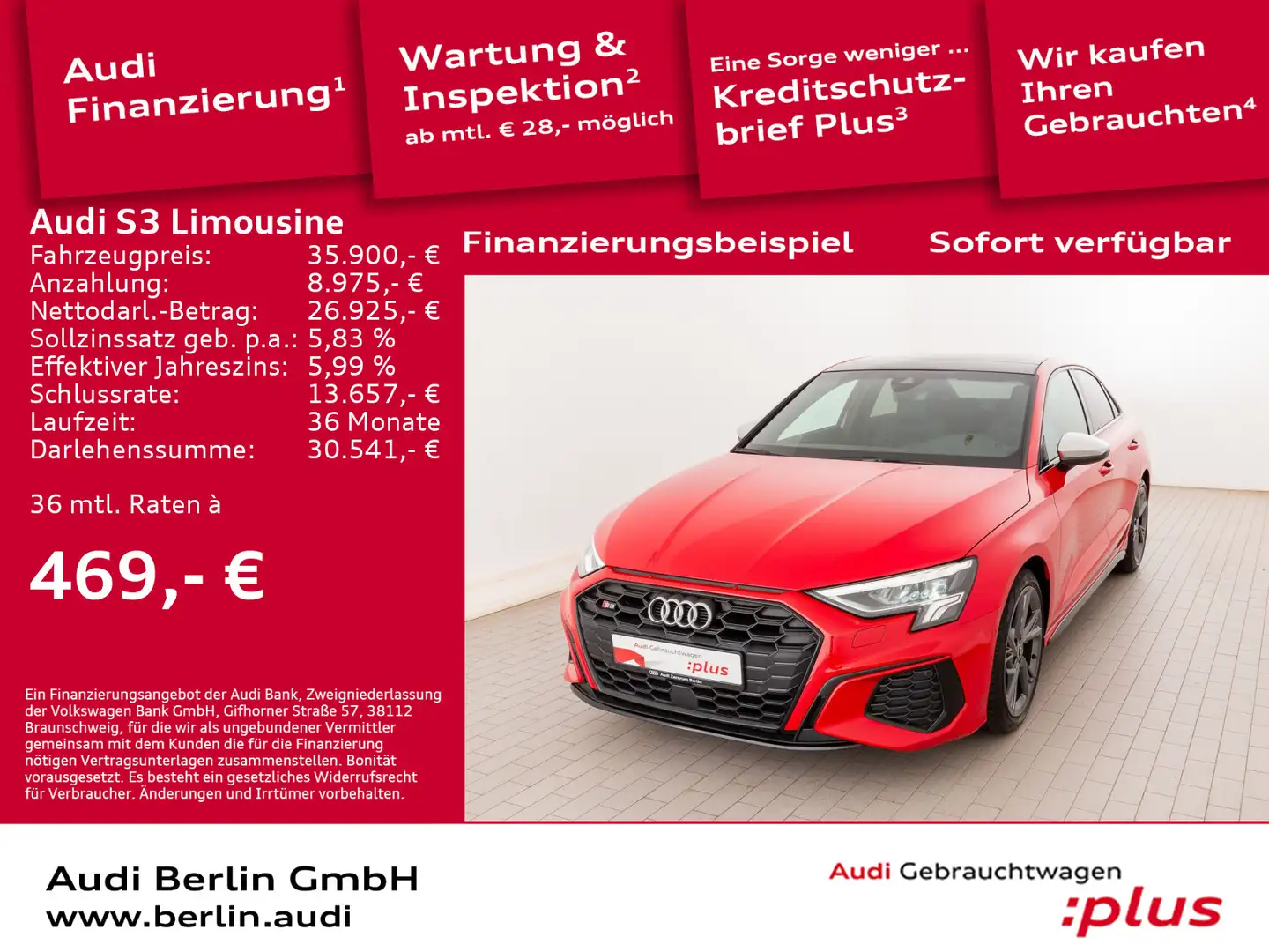 Audi S3 2.0 TFSI qu.S tr. VIRTUAL PANO PDC Rot - 1