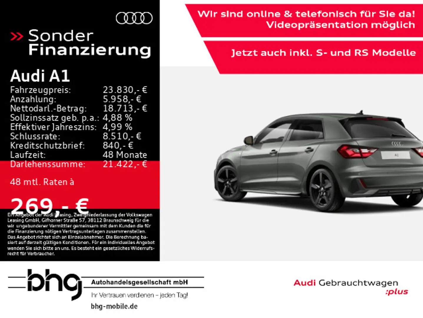 Audi A1 25 TFSI Sportback S tronic S line Grau - 1