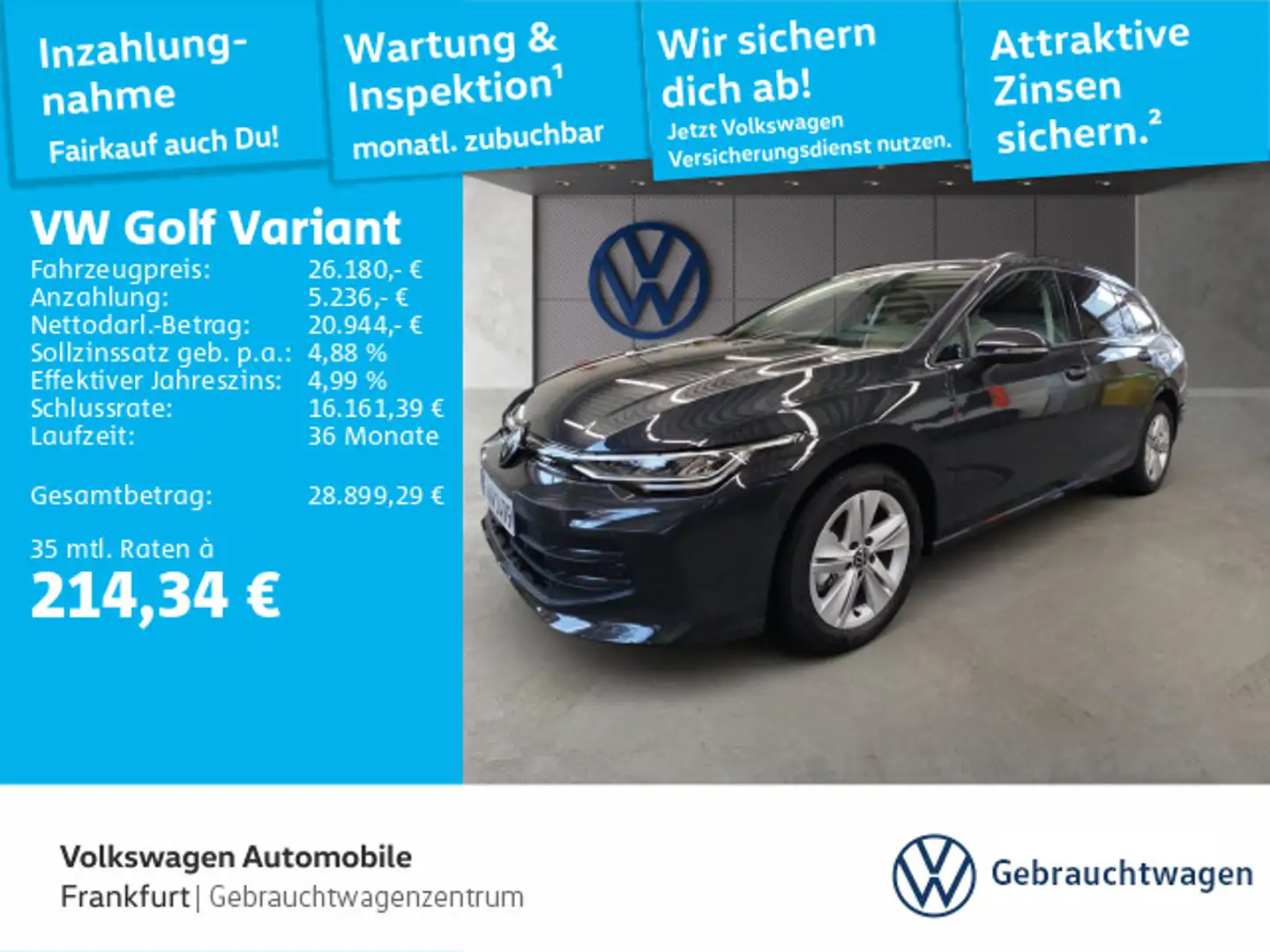 Volkswagen Golf Variant Golf VIII Variant 1.5 TSI Navi LED DAB+ FrontAss Grau - 1