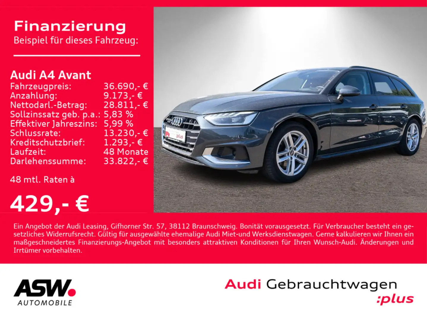 Audi A4 advanced 40TDI quattro Navi LED StandHz Grau - 1
