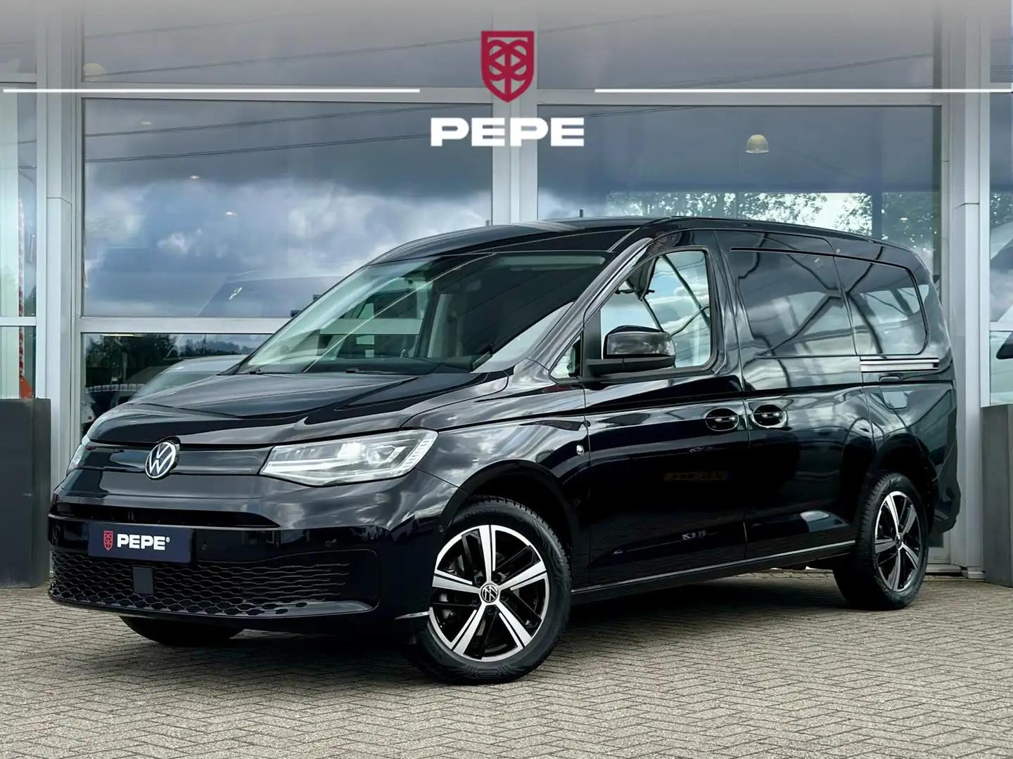 Volkswagen Caddy Cargo 2.0 TDI 75 Edition MAXI |SCHUIFD.L+R|LEER|AC Zwart - 1