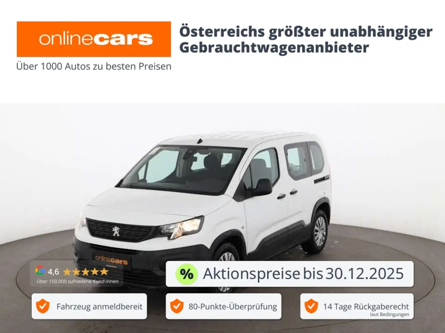 Peugeot Rifter 1.5 BlueHDi L1 Active TEMPOMAT KLIMA RADIO Weiß - 1