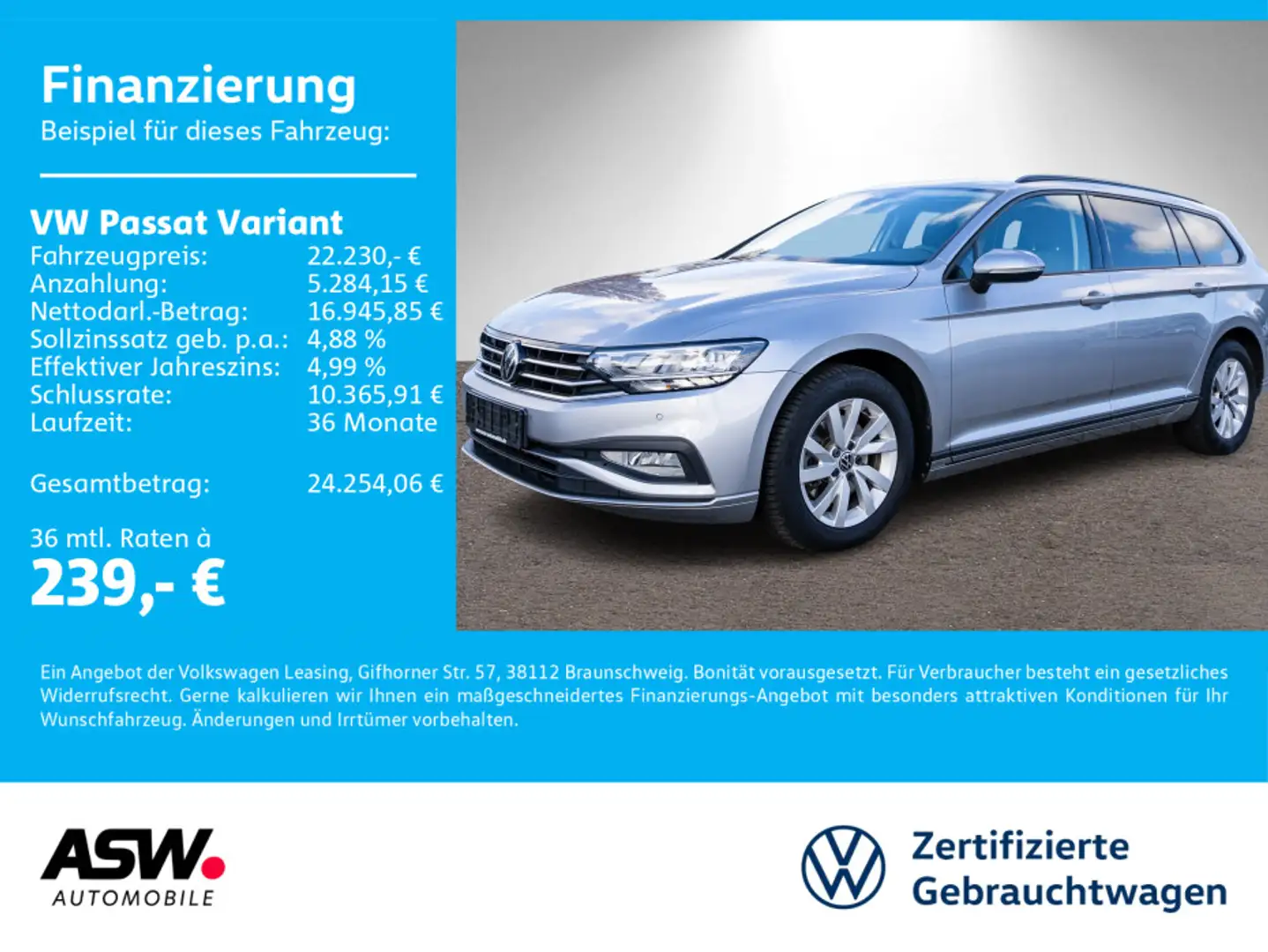 Volkswagen Passat Variant Conceptline 2.0 TDI DSG LED NAVI Argent - 1