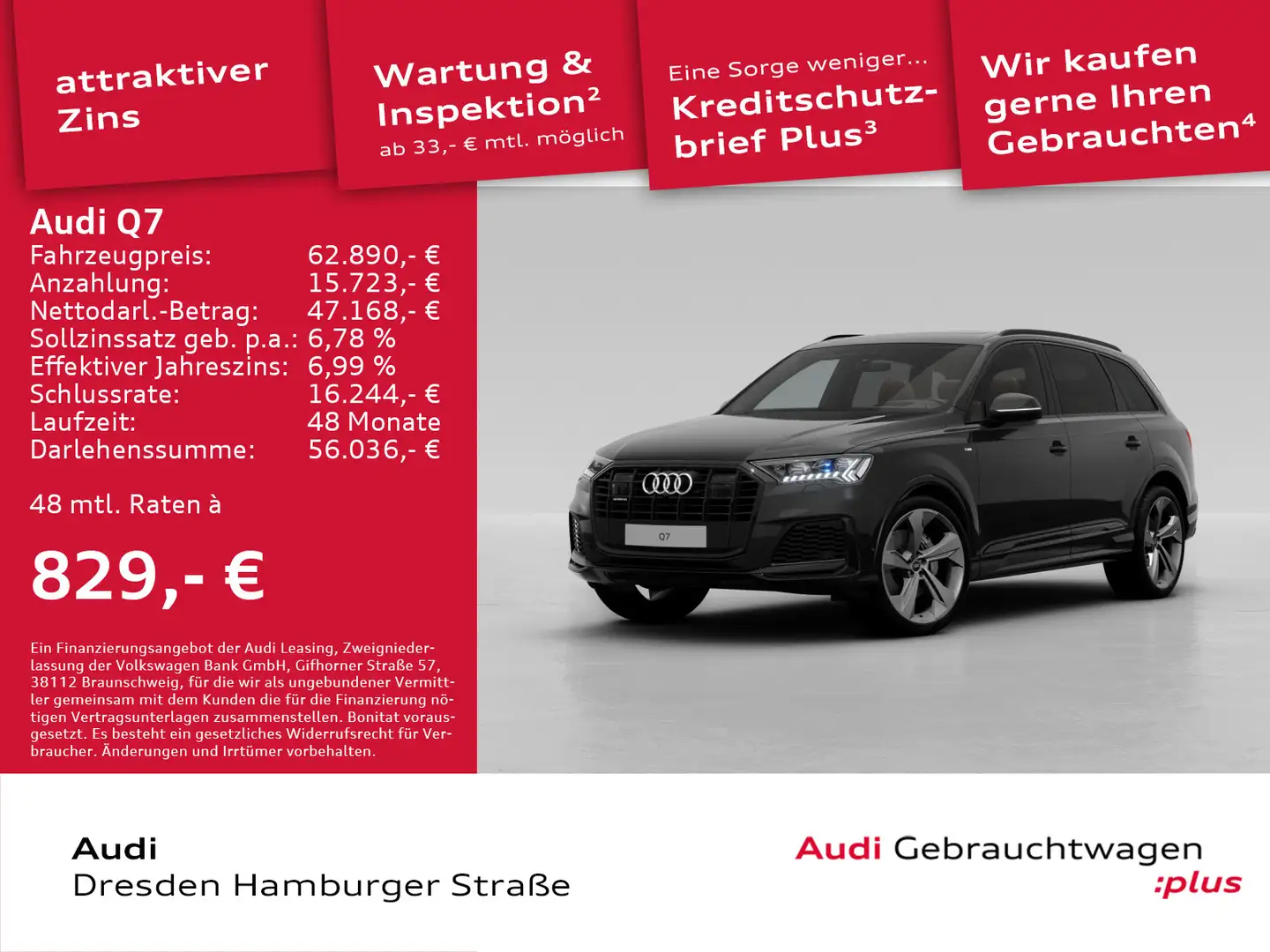 Audi Q7 SUV S line 55 TFSI quattro 250(340) kW(PS) ti Schwarz - 1