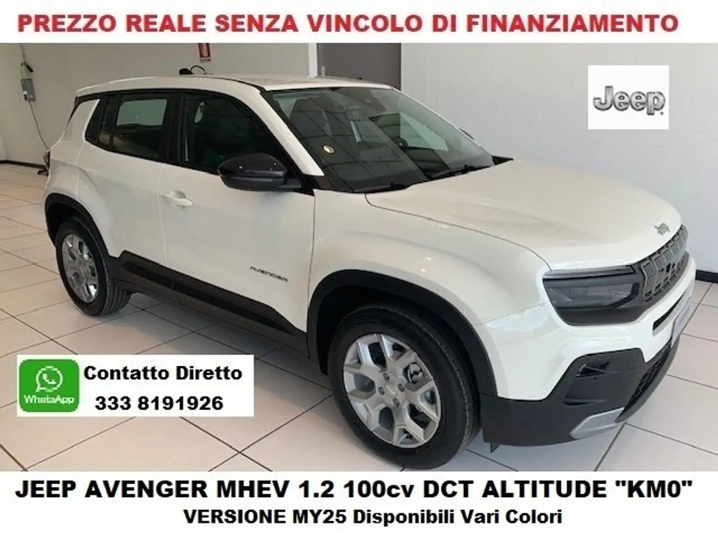 Jeep Avenger 1.2 100CV MHEV ALTITUDE DCT  "KM0" VARI COLORI Bianco - 1
