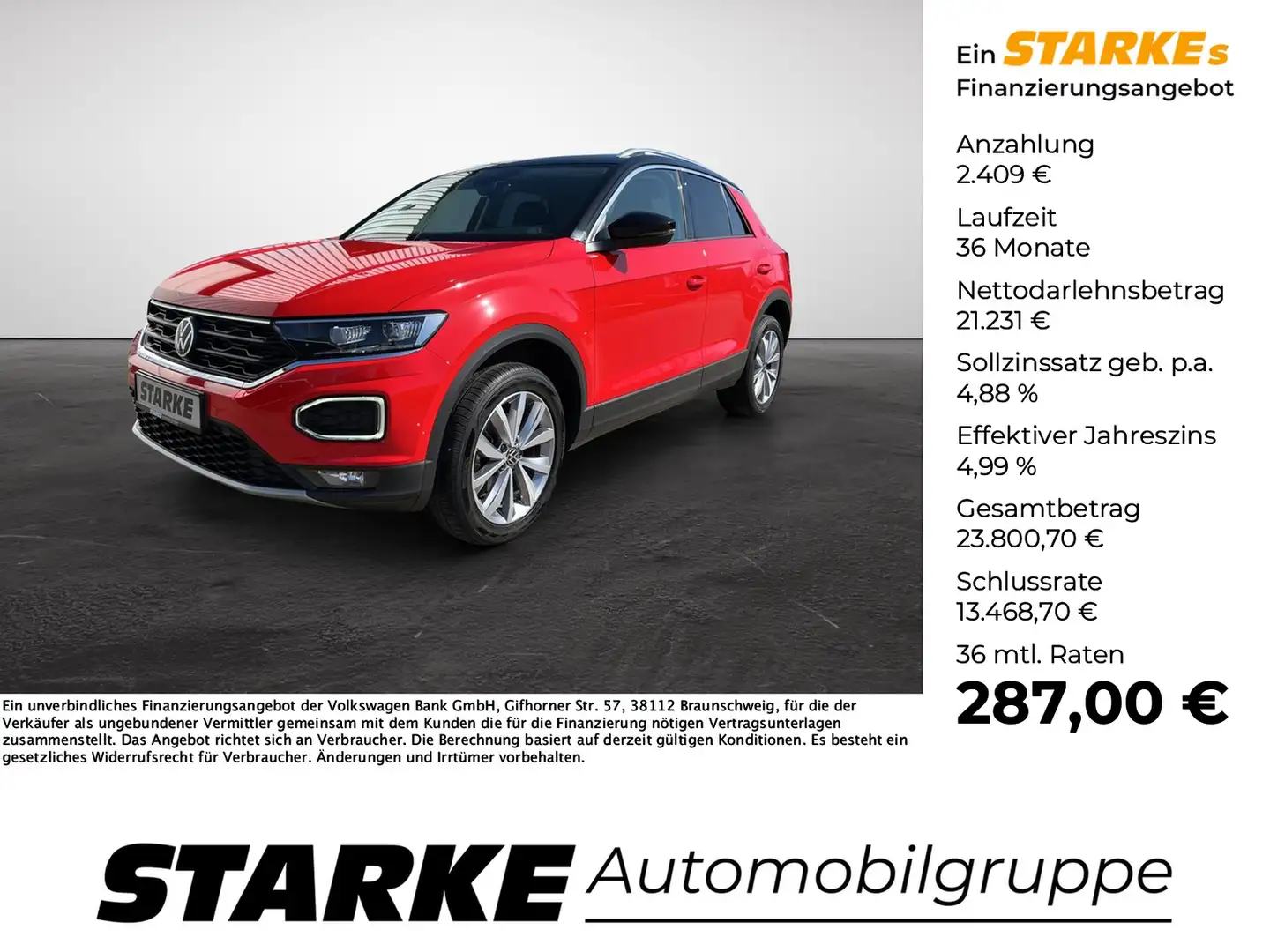 Volkswagen T-Roc 1.5 TSI DSG Style Rot - 1