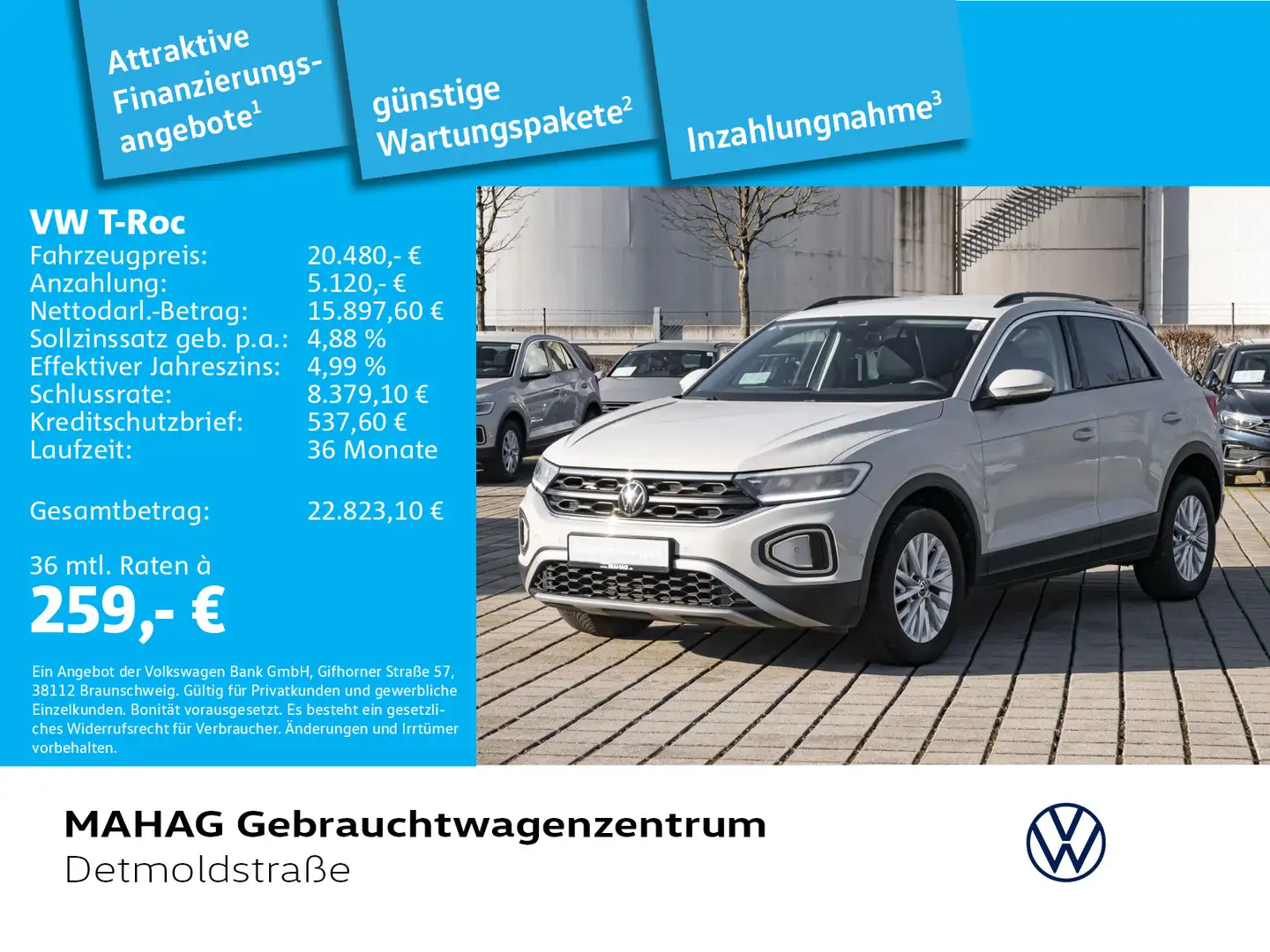 Volkswagen T-Roc T-ROC Life 1.0 TSI LED ParkAssist App 6-Gang Grau - 1