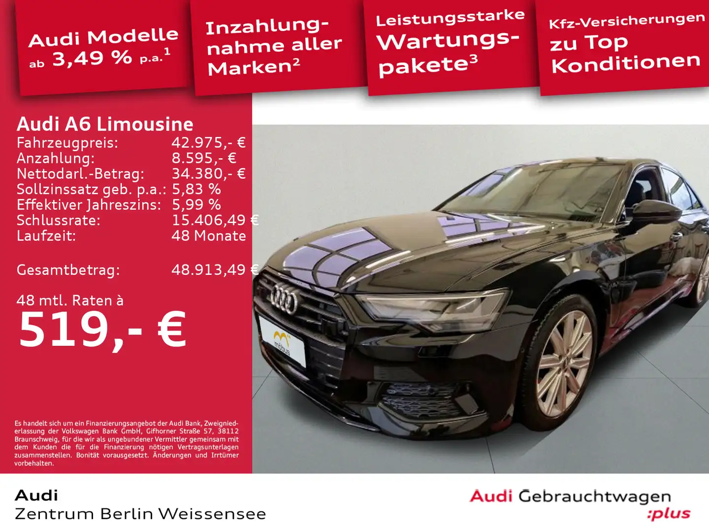 Audi A6 55 TFSI S-TRO*QUA*LED*PANO*RFK*ACC* Schwarz - 1