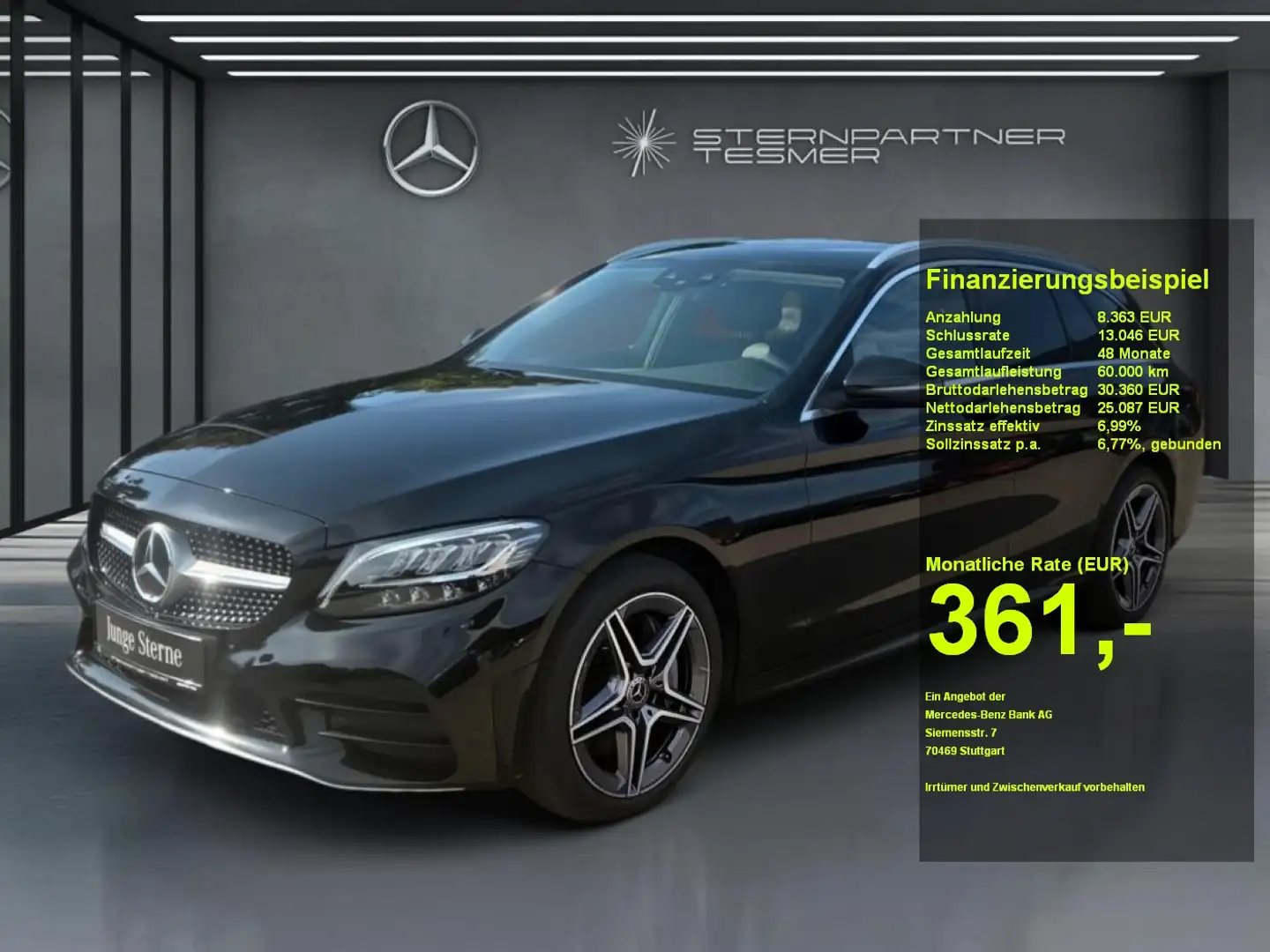 Mercedes-Benz C 300 d 4M T AMG-Line AHK Parktr. Sitzh. Tempom. Schwarz - 1