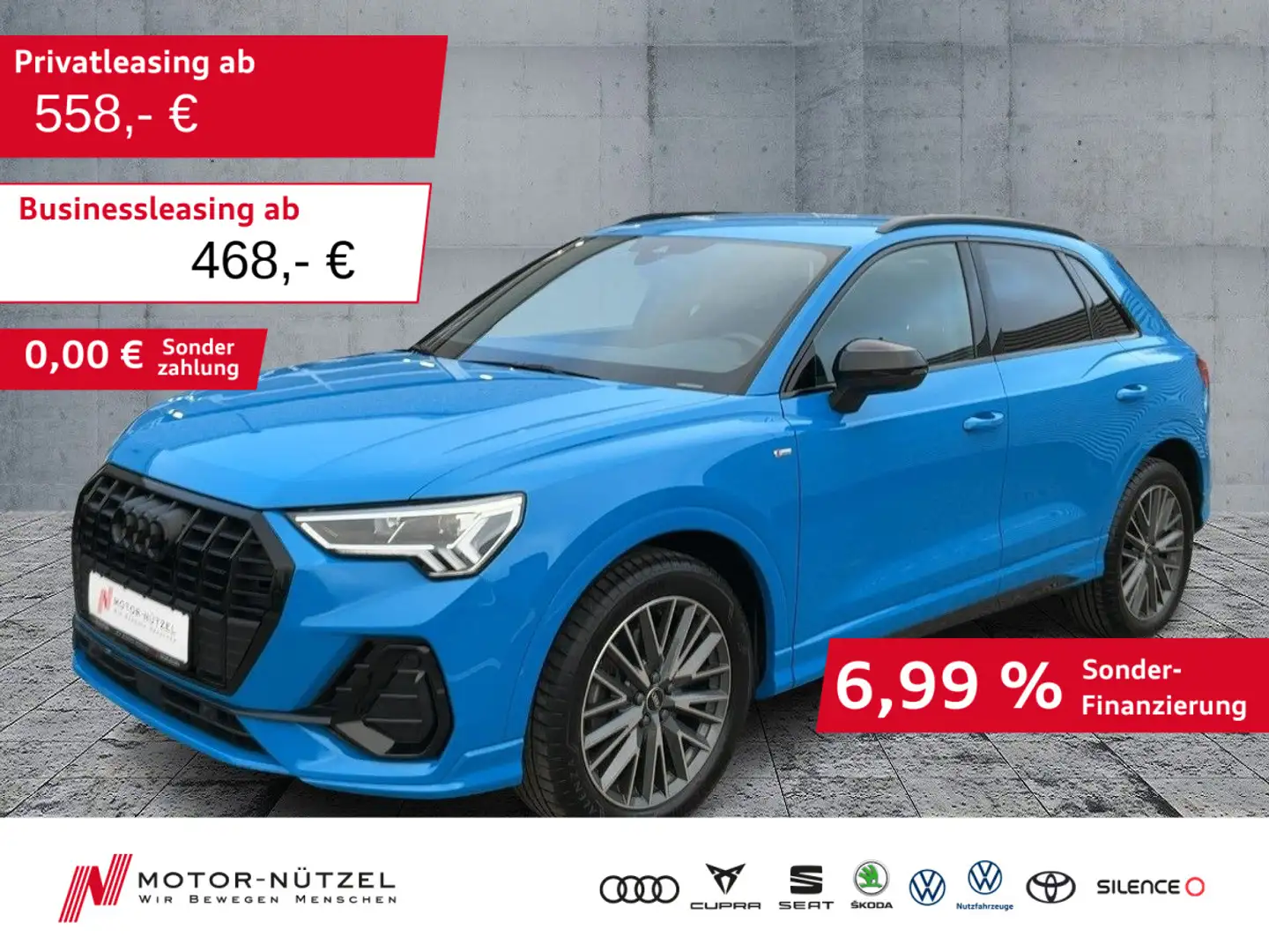 Audi Q3 40 TDI QU S-LINE 5JG+LED+NAV+AHK-Vob+VC+SONOS Blau - 1