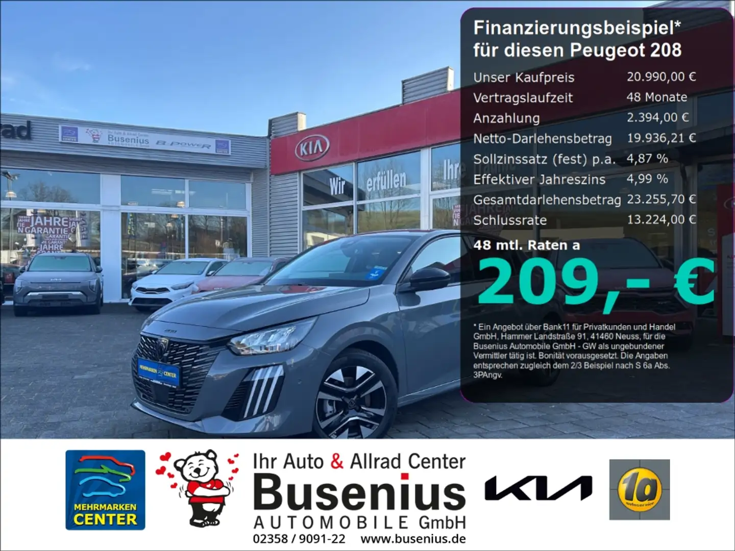 Peugeot 208 Allure 1.2 PureTech 100+LED+Round View+Android+Dri Gris - 1