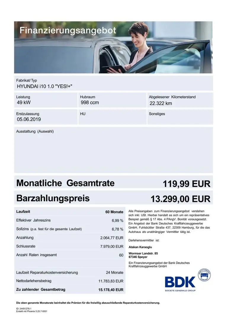 Hyundai i10 1,0 NAVI/F.DACH/SHZ/CLIMA/PDC/LHZ/GARANTIE Weiß - 1