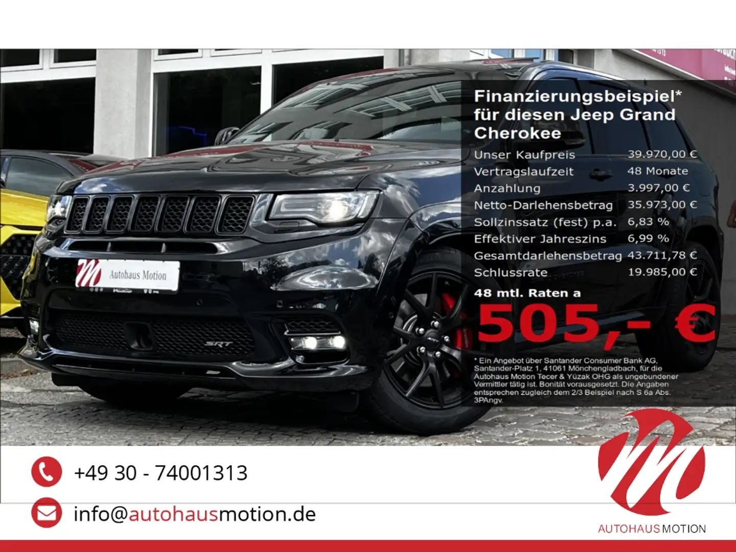 Jeep Grand Cherokee 6.4 V8 HEMI SRT PANO NAVI ACC LEDER H/K Schwarz - 1
