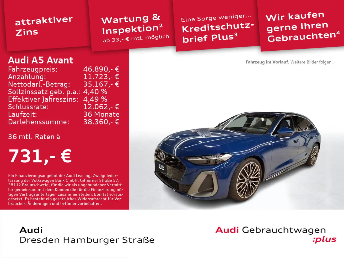 Audi A5 TFSI Exterieur S line Tech plus AHZV Blau - 1