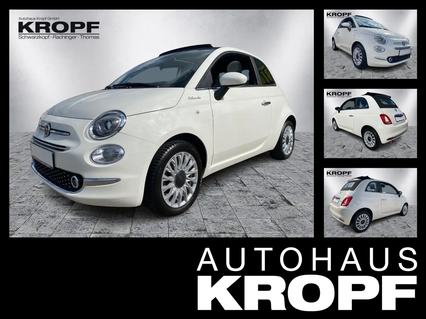 Fiat 500C 500 Cabrio 1.0 Dolce Vita DolceVita +Pano LM PDC Blanc - 1