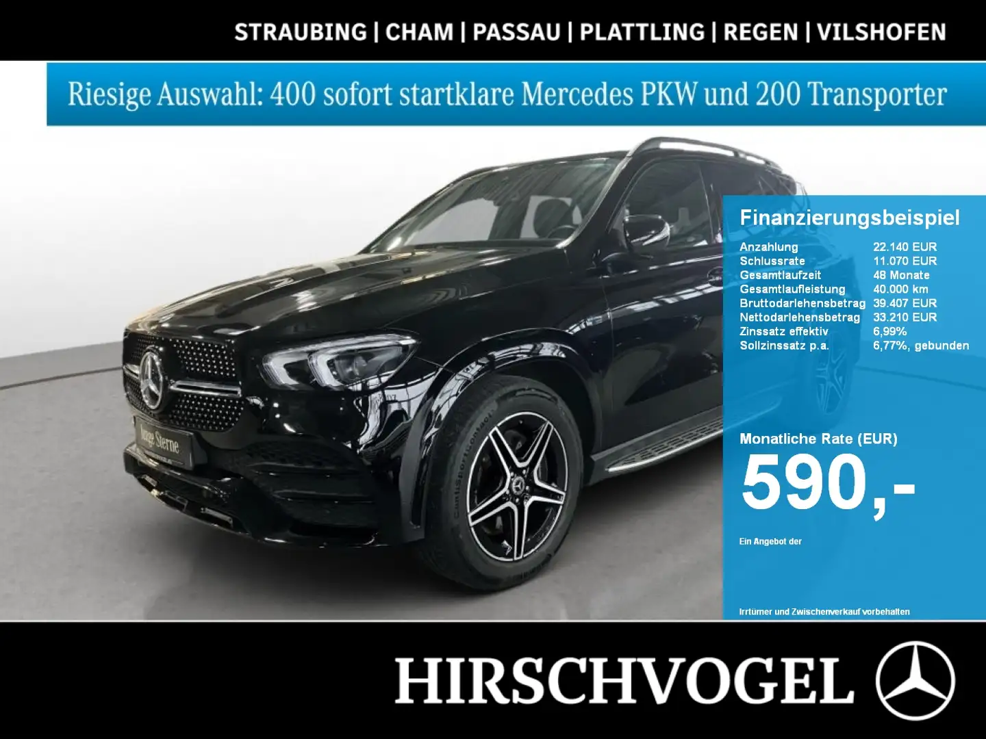 Mercedes-Benz GLE 350 de 4M AMG-Line+Night+MBUX+LED+360°-K+PDC Schwarz - 1
