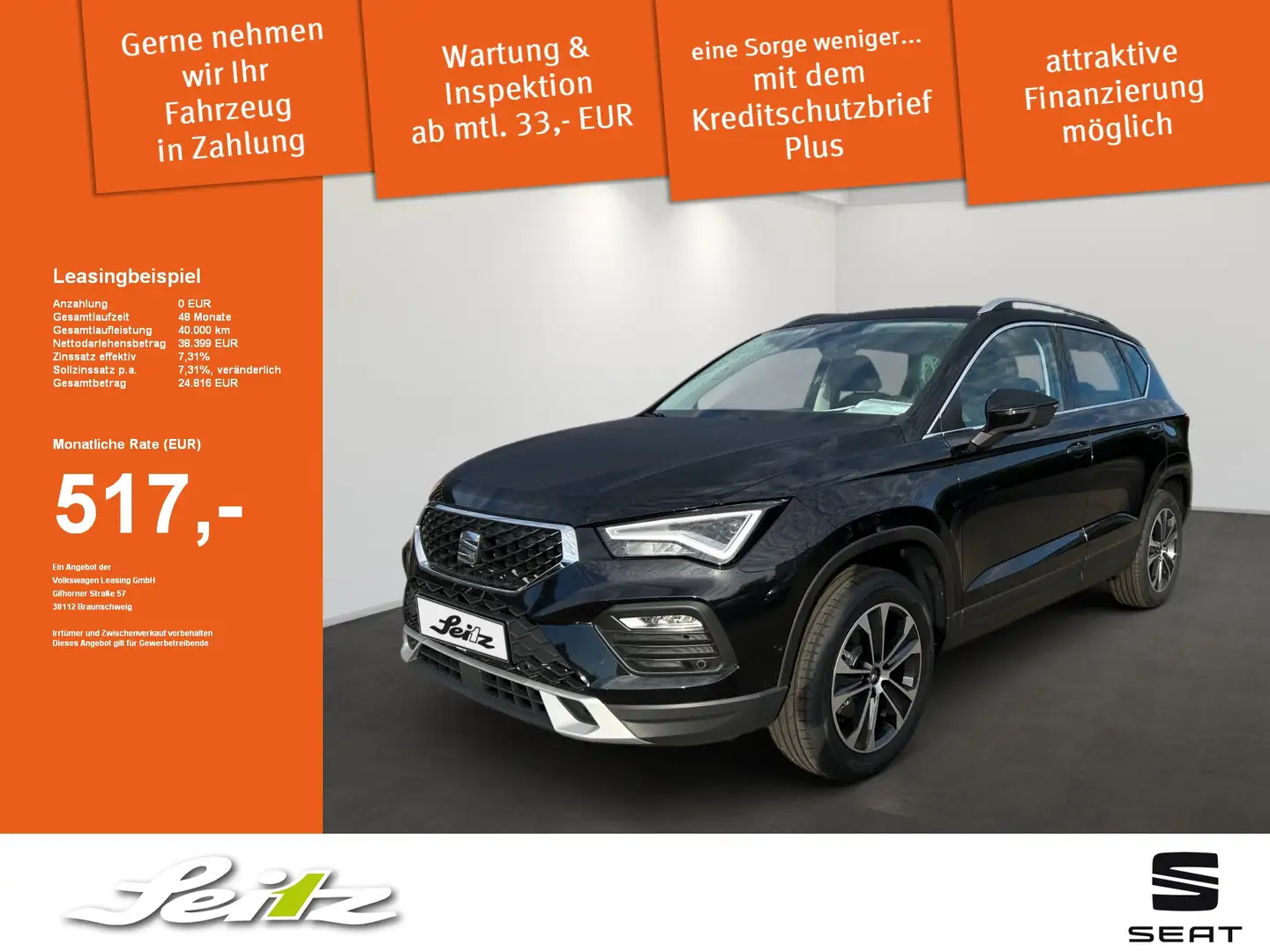 SEAT Ateca 1.5 TSI Road Edition *AHK*NAVI*KAMERA* Zwart - 1