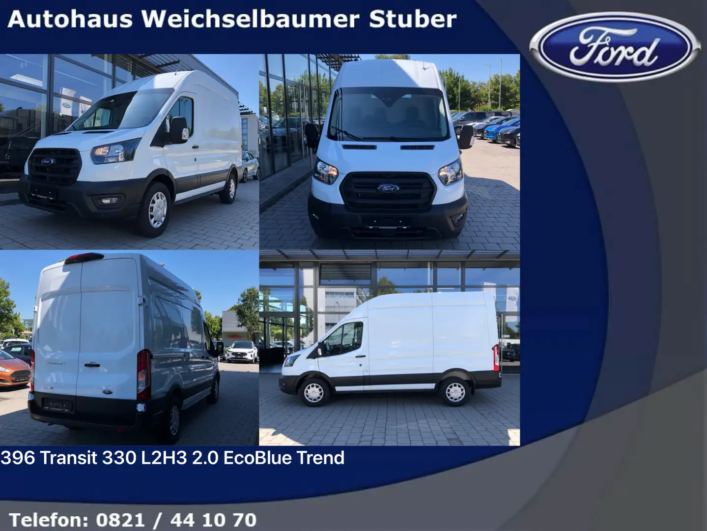 Ford Transit 396 Transit Kasten 2.0 EcoBlue 330 L2 H3 Trend Weiß - 1